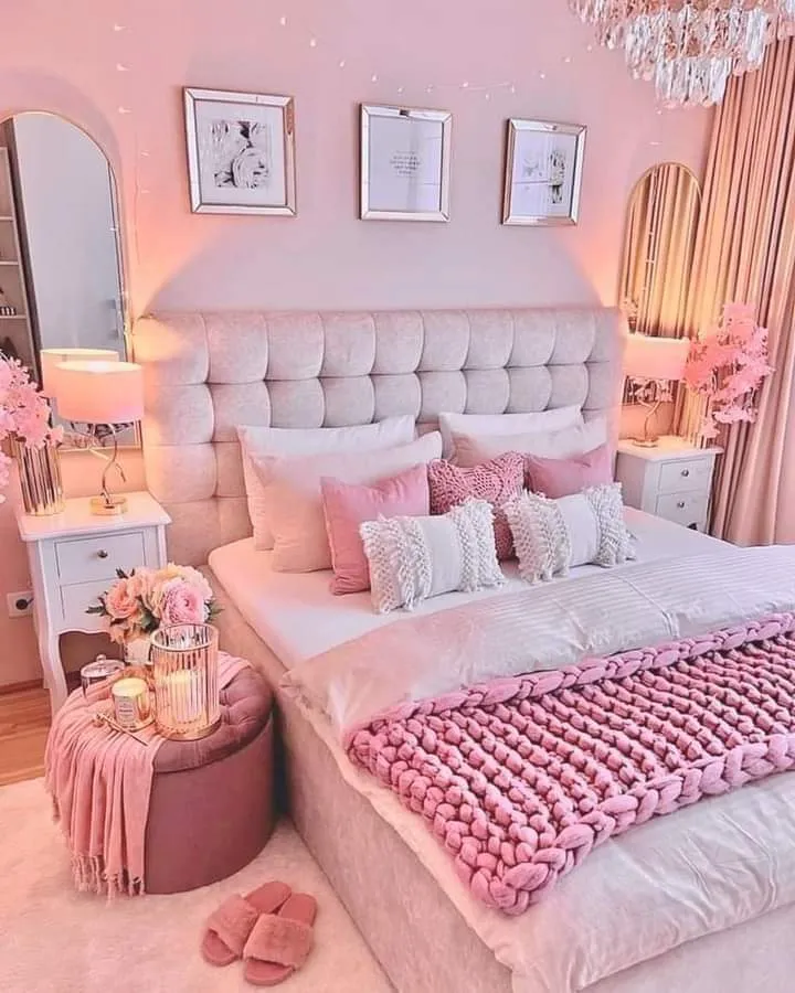 Glam pink bedroom discount