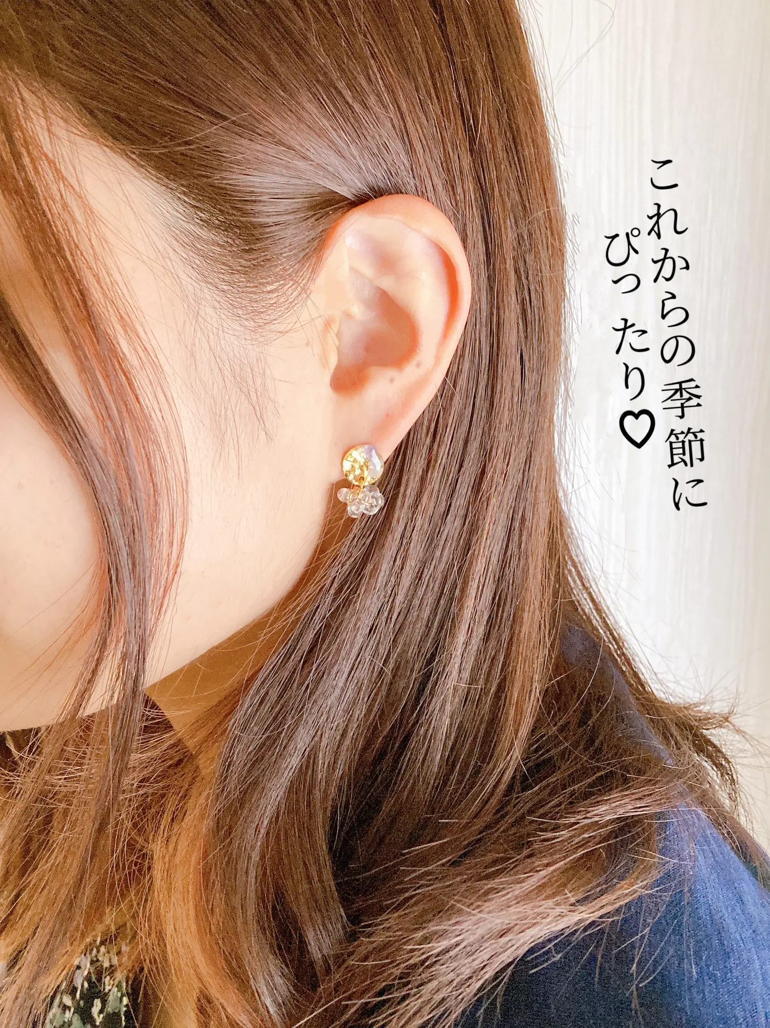 Handmadeピアス❀春を感じるふんわりカラーピアス-