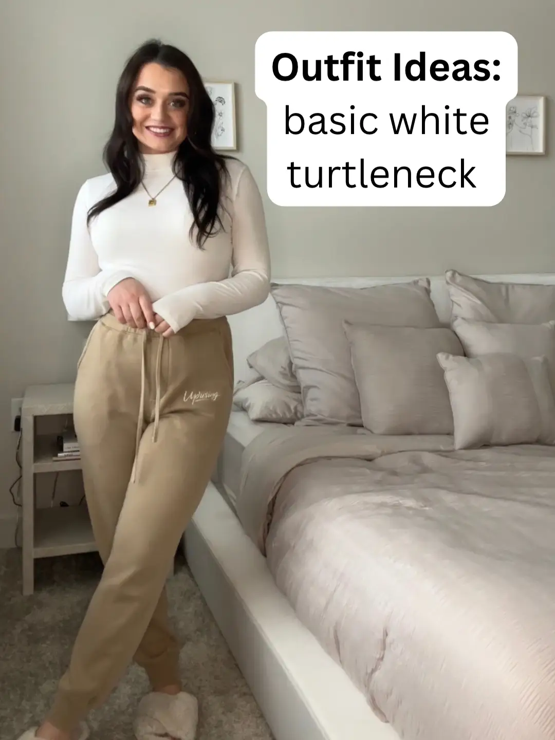 How to style a basic white turtleneck Video published by Katie Lemon8