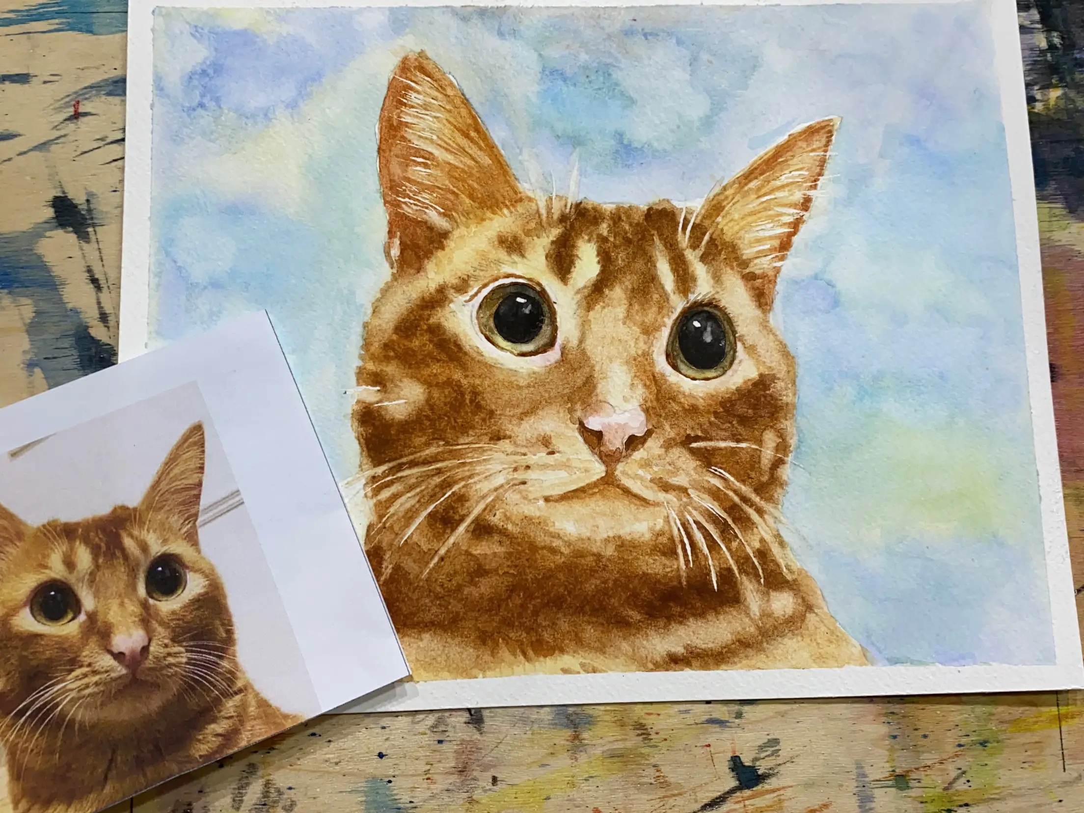 癒しの絵 水彩画 ネコちゃん 子猫の寝顔(水彩イラスト) | 鈴木さん家の