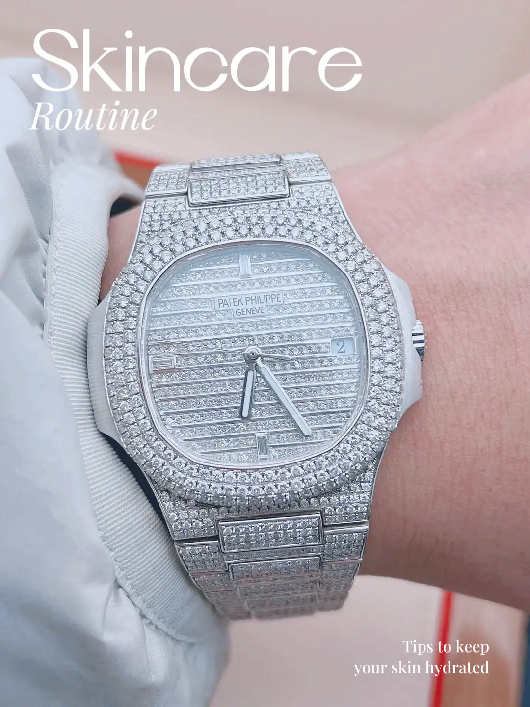 Patek philippe nautilus hot sale iced out diamond encrusted