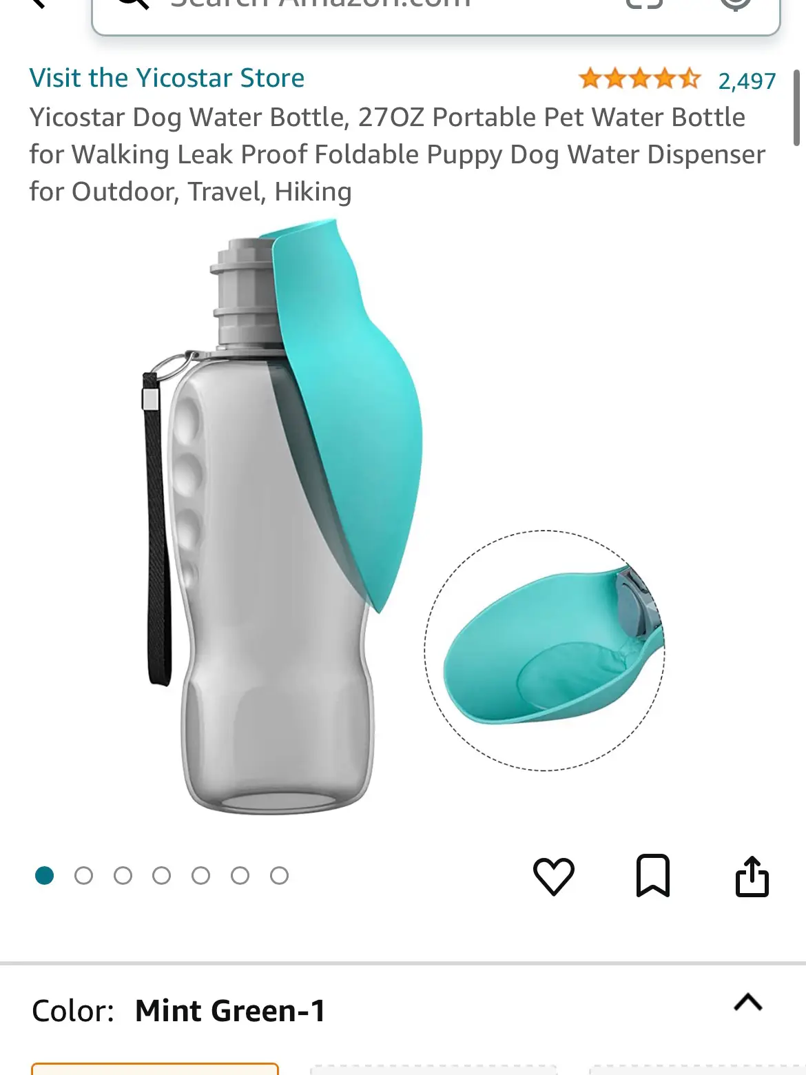 Yicostar Dog Water Bottle, 27OZ Portable Pet Water Bottle for Walking Leak  Proof Foldable Puppy Dog Water Dispenser for Outdoor, Travel, Hiking