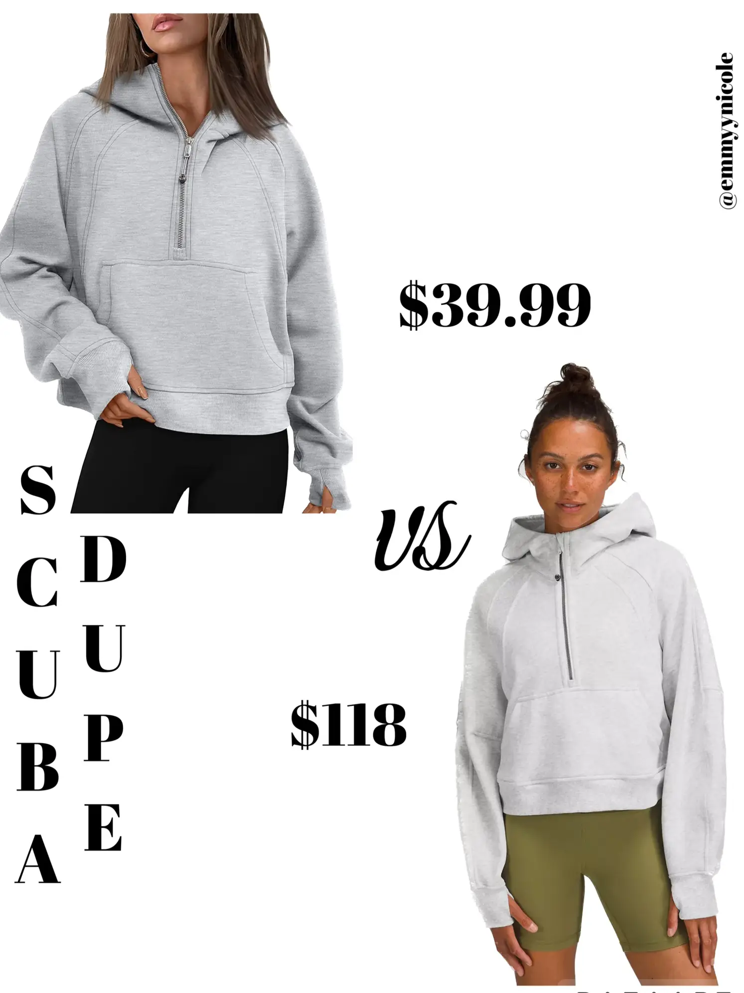 Lulu Alternatives Scuba Style Half Zip Hoodie Jacket Women Fleece