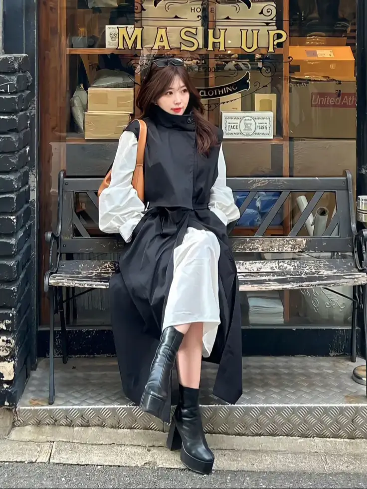 Leonie 韓国 ノーカラーダブルコート