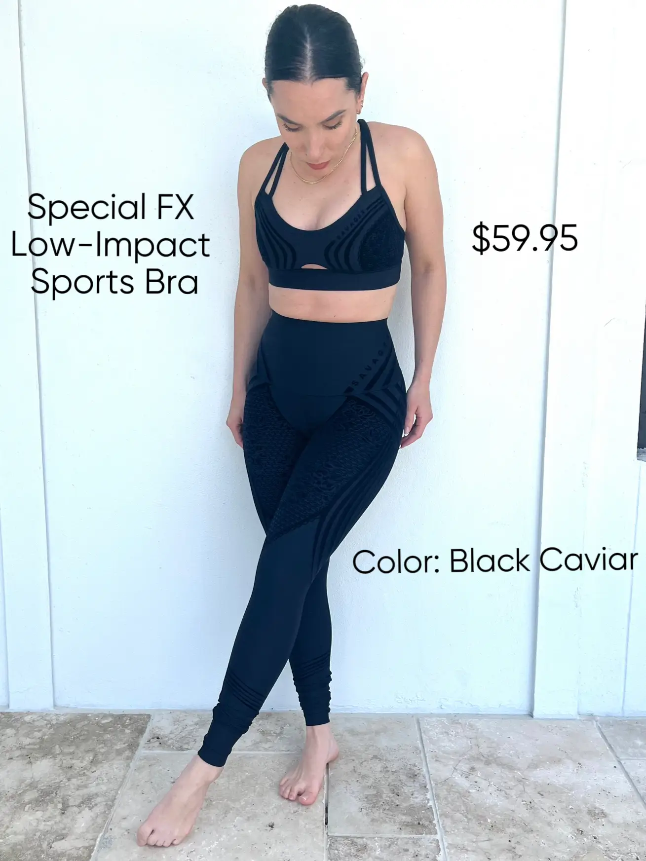 Savage X Women's Pin Up Low-Impact Sports Bra, Black Caviar, Small
