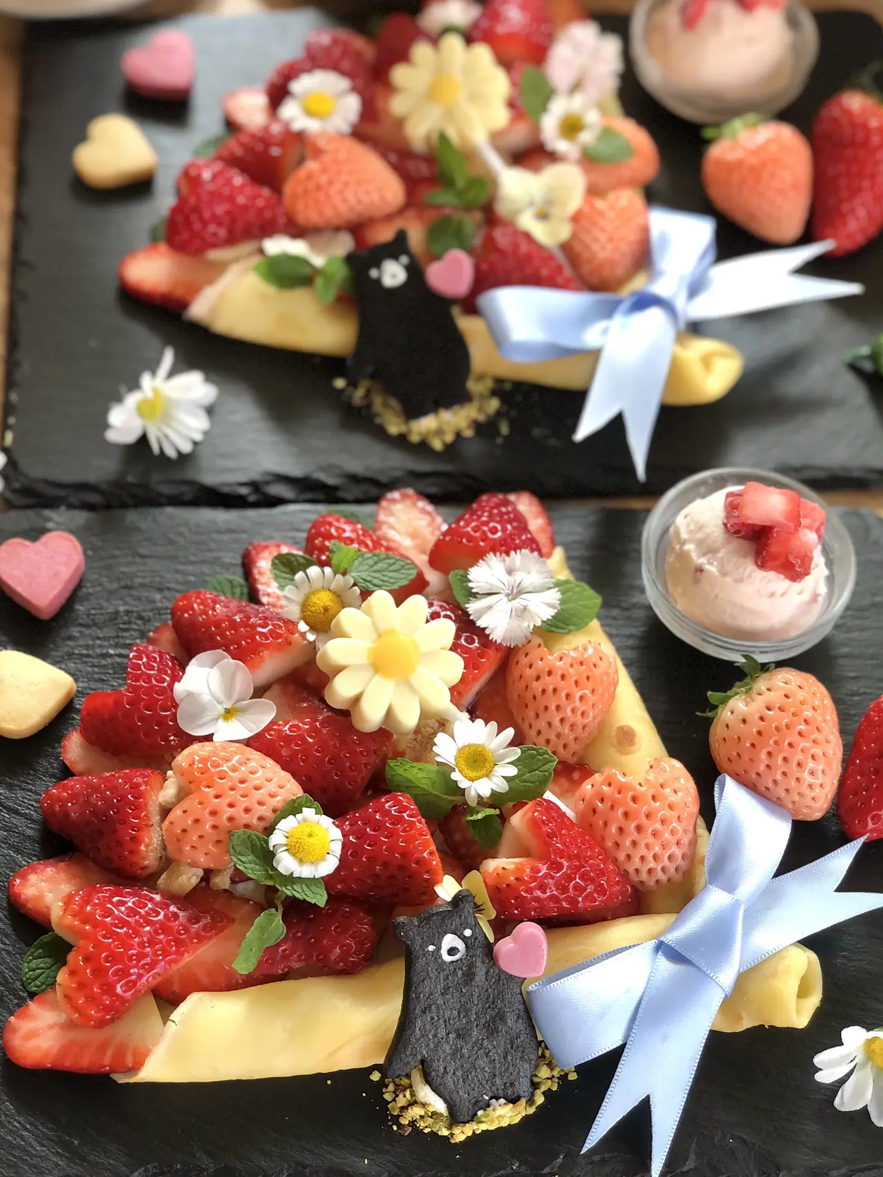 ハンドメイド❣️ うさぎちゃんのお花見と 去る いちご狩り、薔薇フラワーアレジ❁⃘ ハンドメイド❣️ うさぎちゃんのお花見と 去る いちご狩り、薔薇フラワーアレジ❁⃘