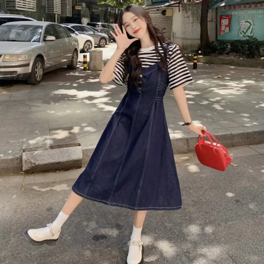 Y2K Aesthetic Korean Fashion Two Piece Jumper Dress Set With