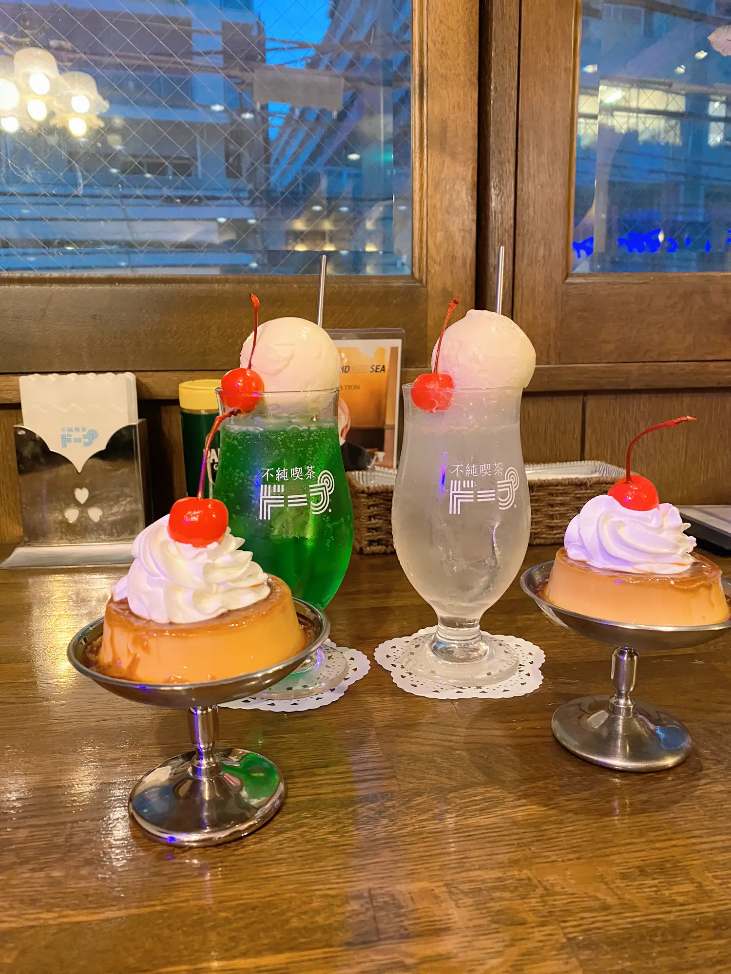 ✿昭和喫茶店プリンアラモード皿4個セット✿美品 喫茶店