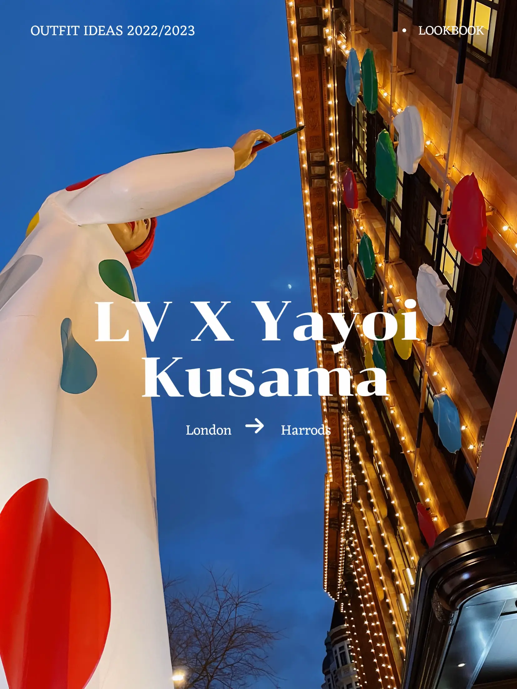 Yayoi Kusama appears as a 50ft statue outside Harrods #yayoikusama #lo