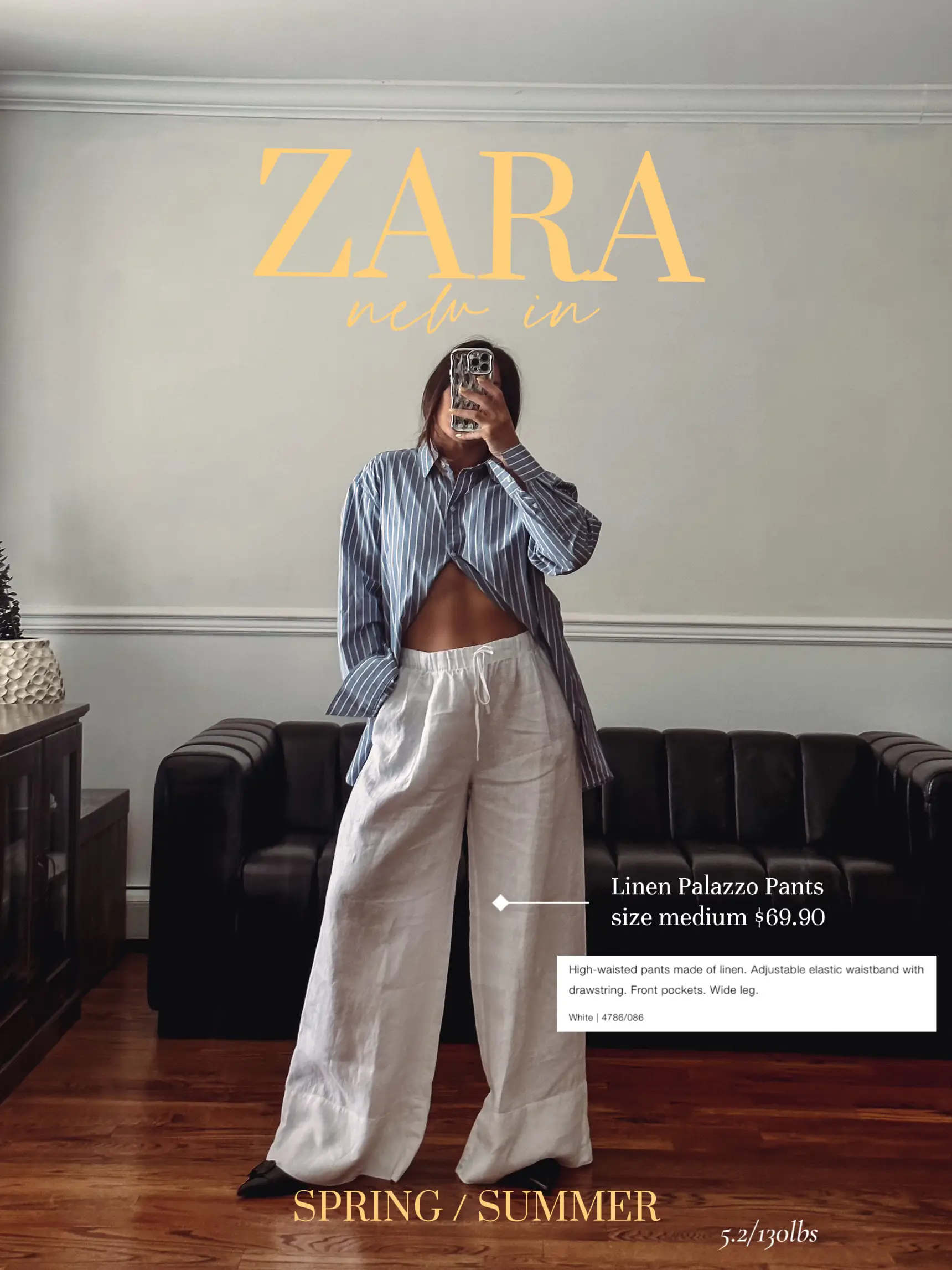 ZARA Woman BASICS, WIDE-LEG FLOWING TROUSERS Cava