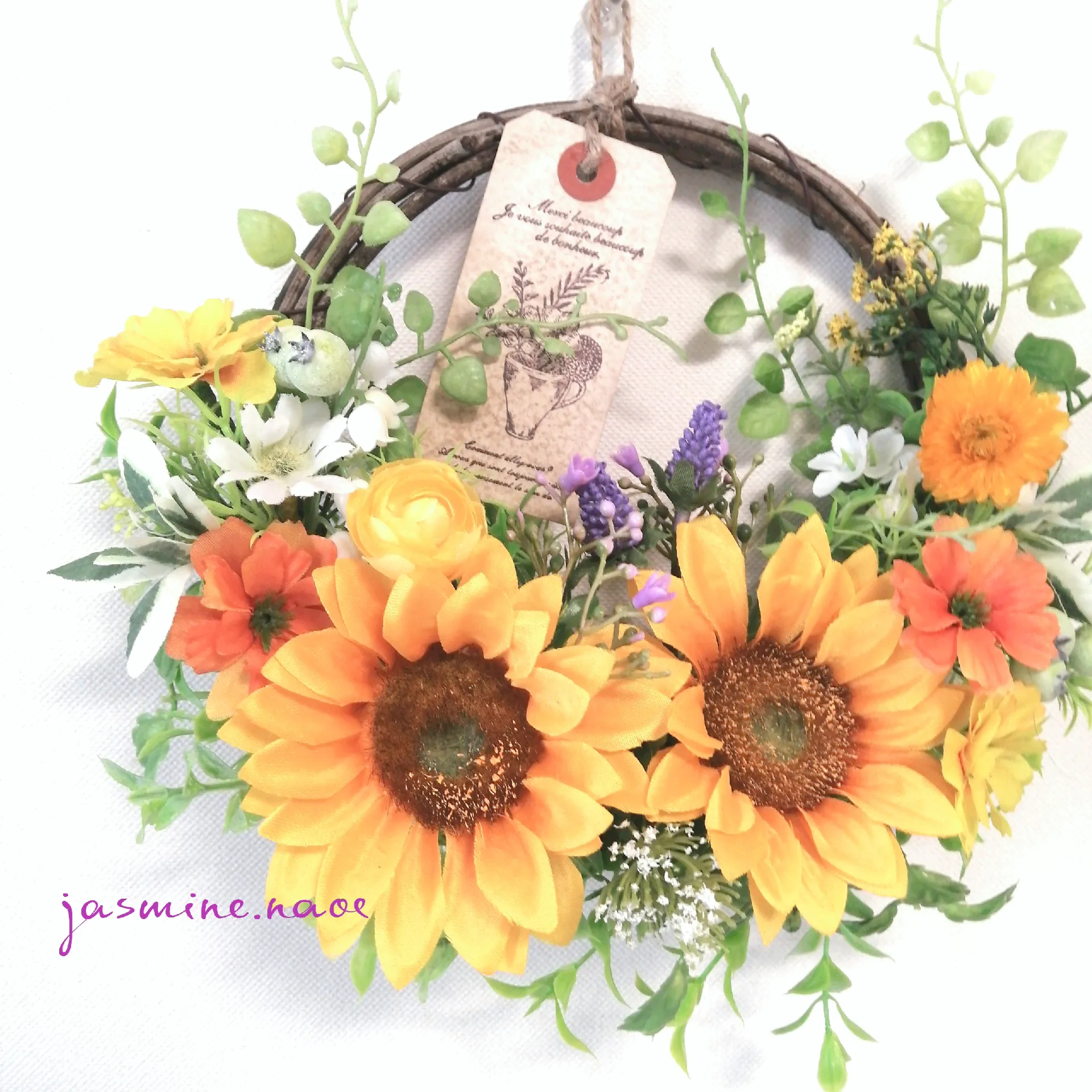 爽やか向日葵❁Welcome 間違わ リース❁.*・゜ハンドメイド