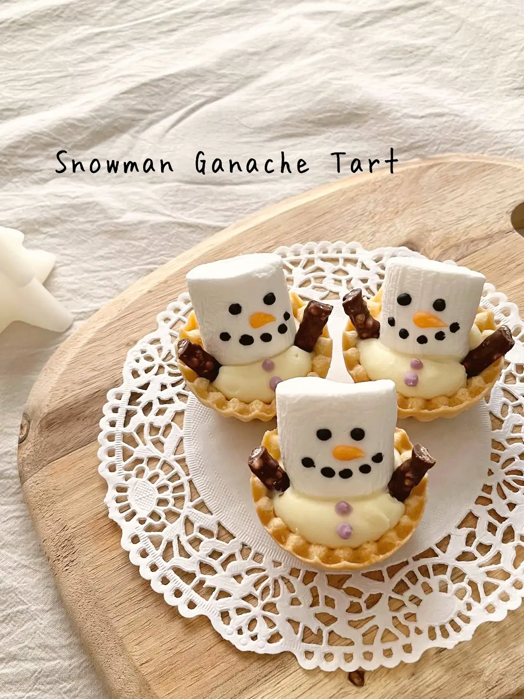 Recipe︎✿【簡単】雪だるまの生チョコタルト 