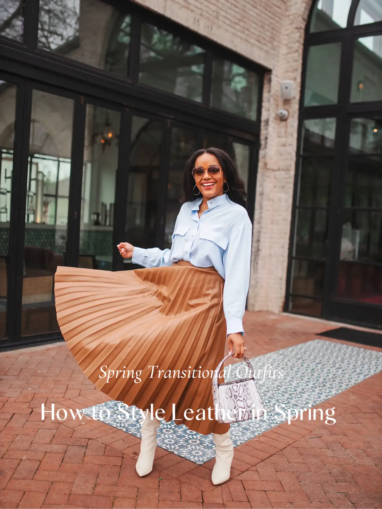 Spring Transitional Outfit Idea w Leather Skirt Gallery posted by Alwayzfashlate Lemon8