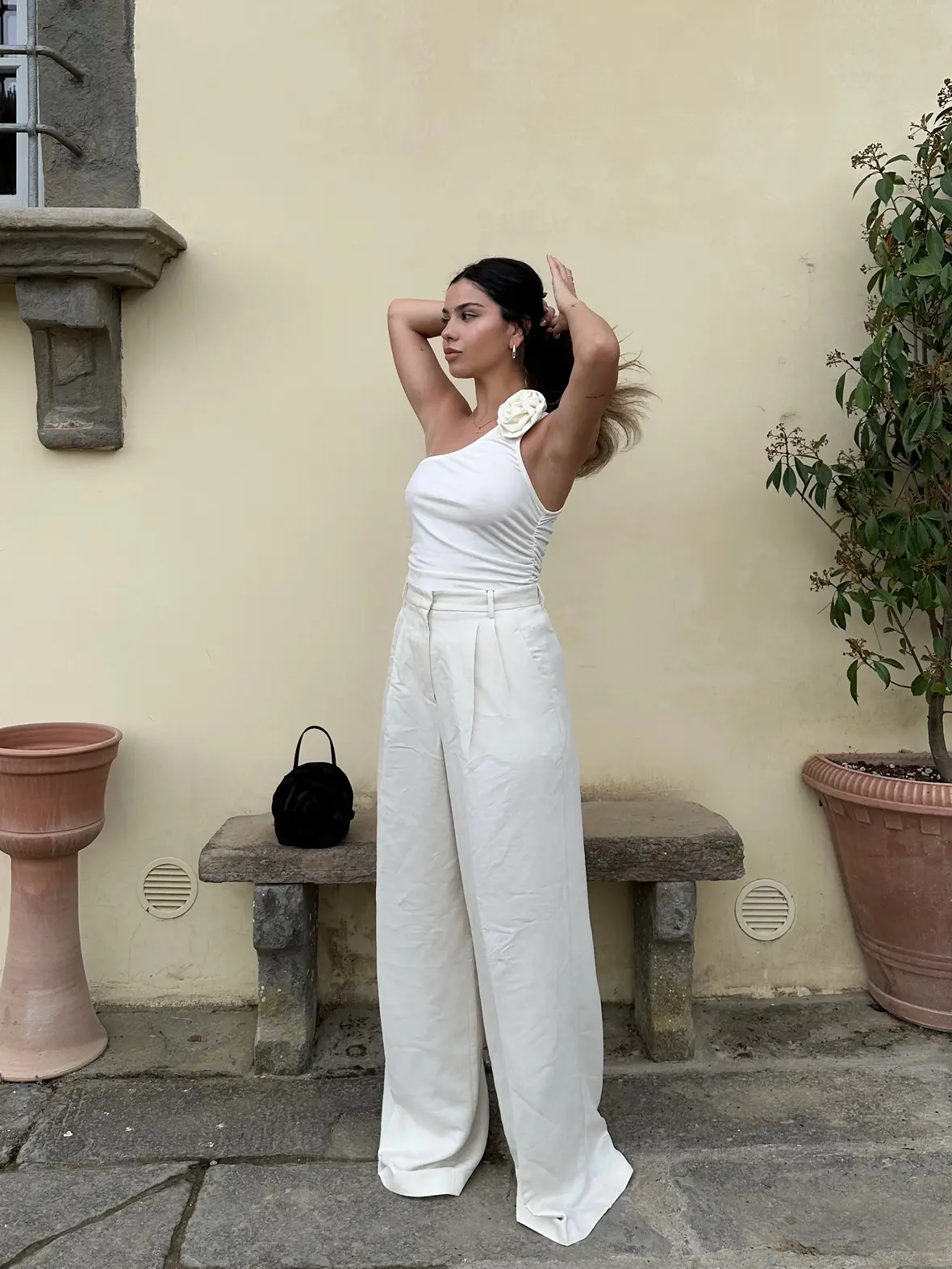 Old money style with our White Palazzo Pants online at www.missmetier.