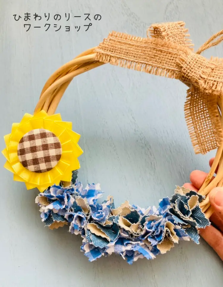 HIMAWARI✲*゜爽やか夏リース 大きめver.✲*゜ハンドメイド