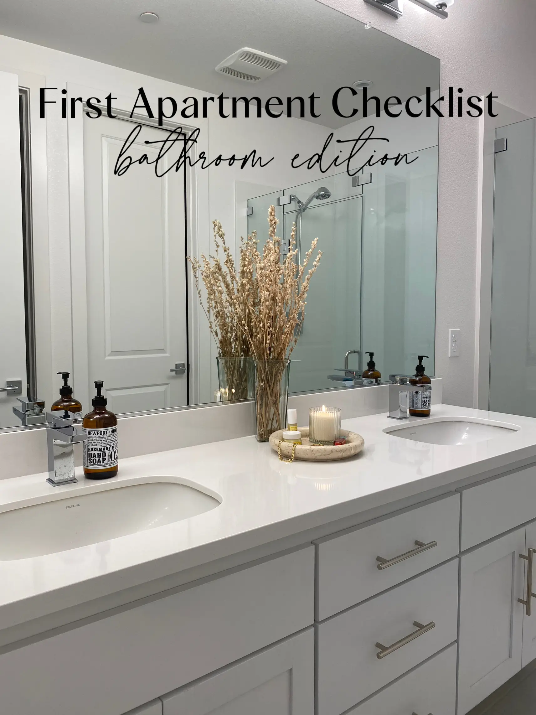 First Apartment Bathroom Essentials  The Only Checklist You'll Ever Need -  Studio Five Style