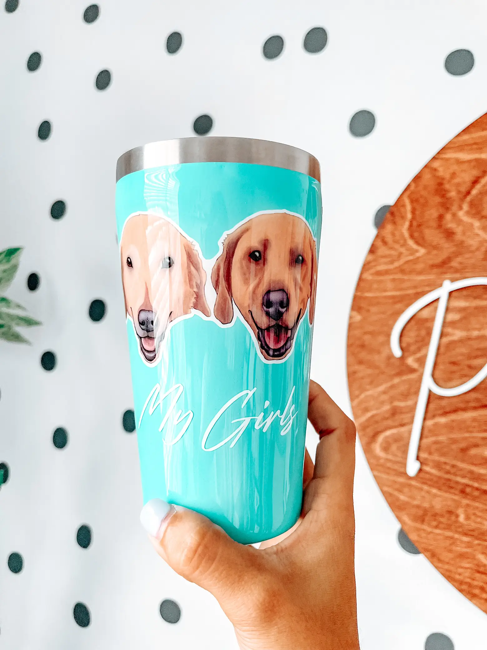 Watercolor Dogs 40oz Tumbler With Handle and Straw Tumbler 40oz