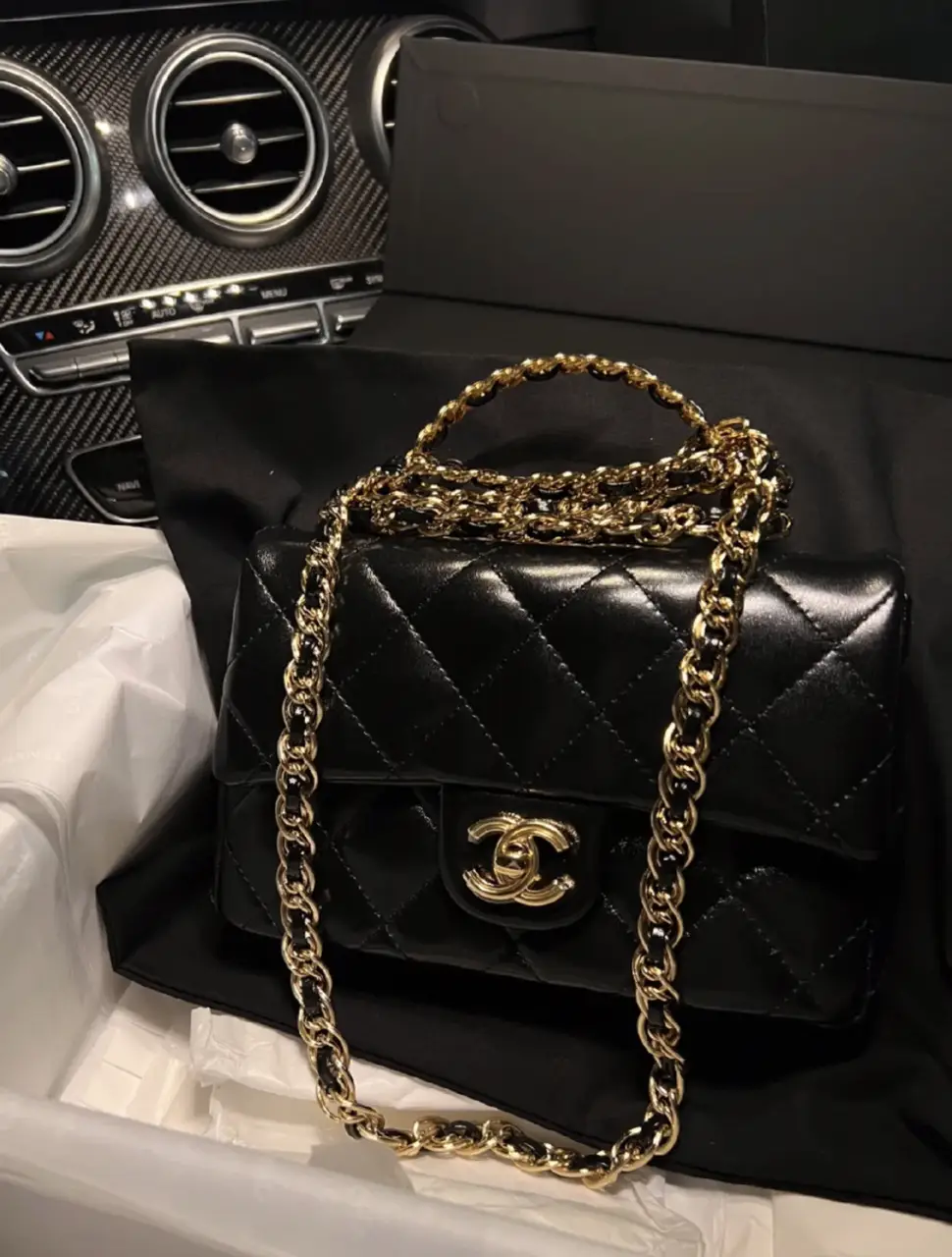 Chanel Latest CF Handle Gold Tone Lambskin leather Bag
