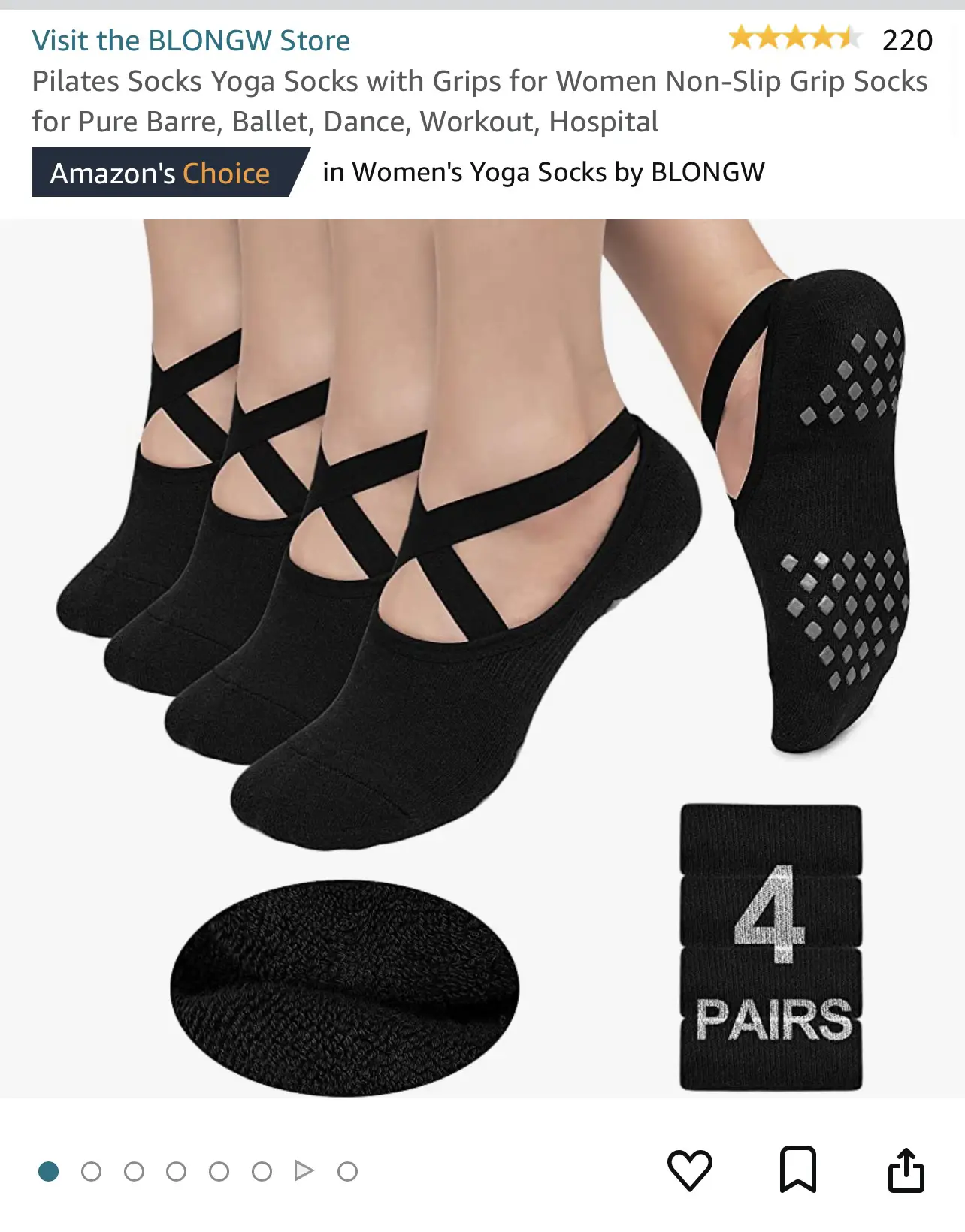 1 Pc Grip Socks Yoga Socks with Grips for Women Non Slip, Pilates, Workout, Pure  Barre, Ballet, Dance, Hospital Socks(Pink)