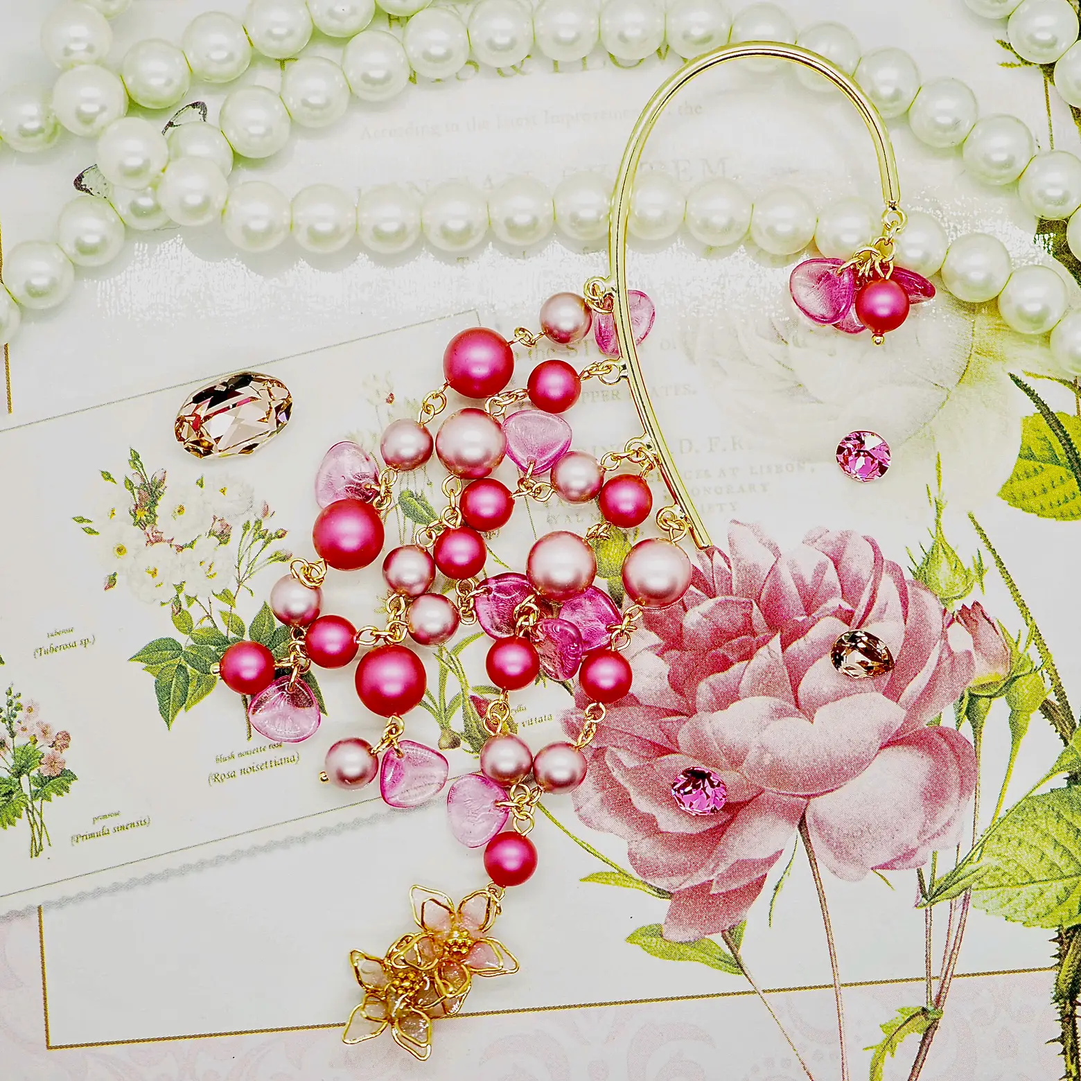 ハンドメイド バラのイヤーフック｜ハンドメイド・手芸