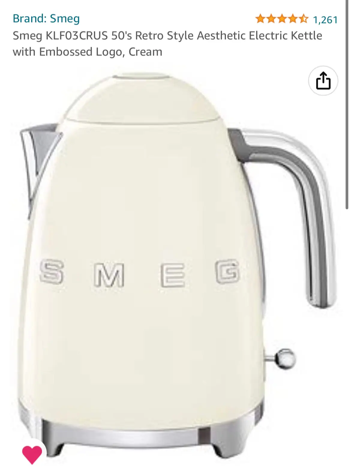 Smeg Retro Style Coffee Maker Machine, 17.3 x 12.8 x 11.3, Cream
