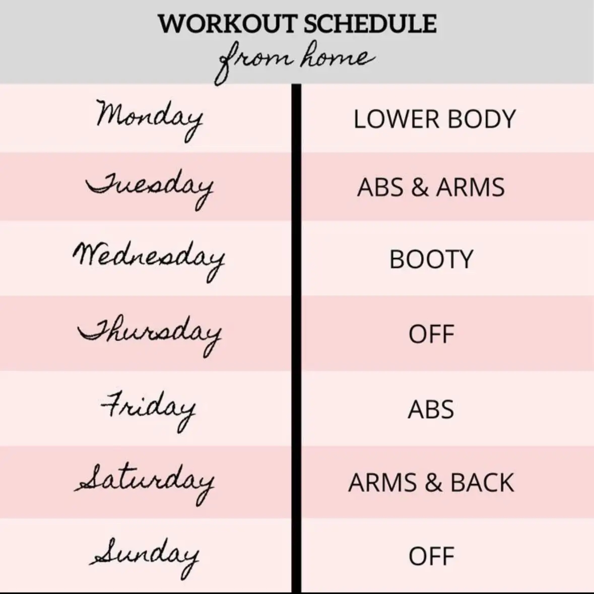 Best workout discount schedule for women