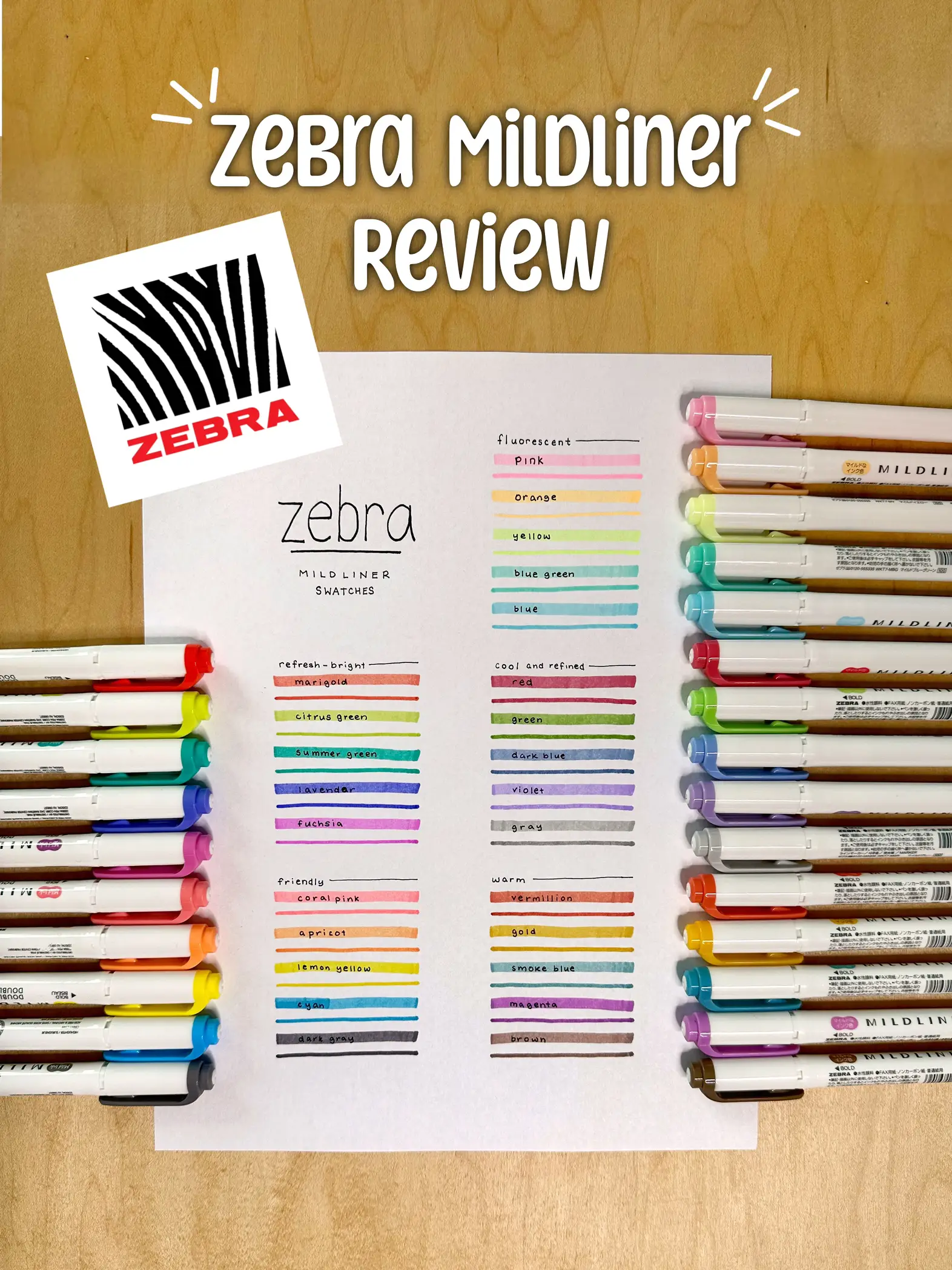  Zebra Mildliner Soft Double-Sided Highlighter 35 Full Color  Assorted with Sarasa Clip Pen Black 0.5mm and Original Vinyl Pen Case :  Office Products