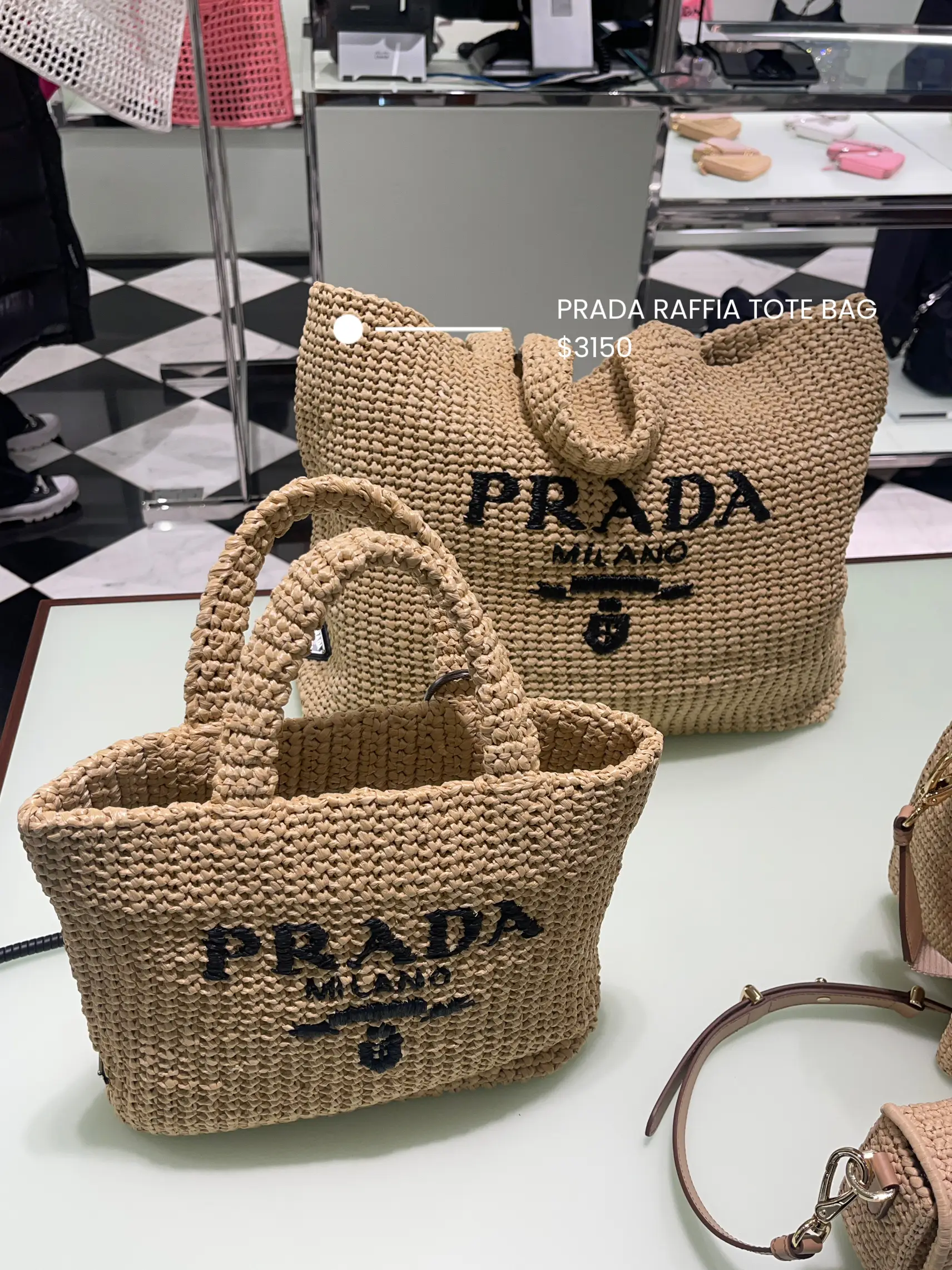 The Prada raffia tote bag is top of my wishlist this summer