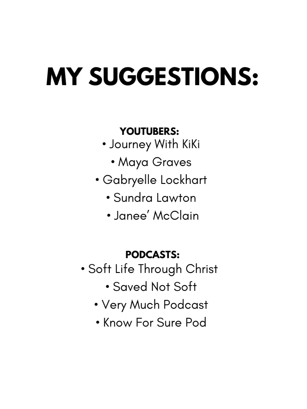  A list of suggested videos and podcasts