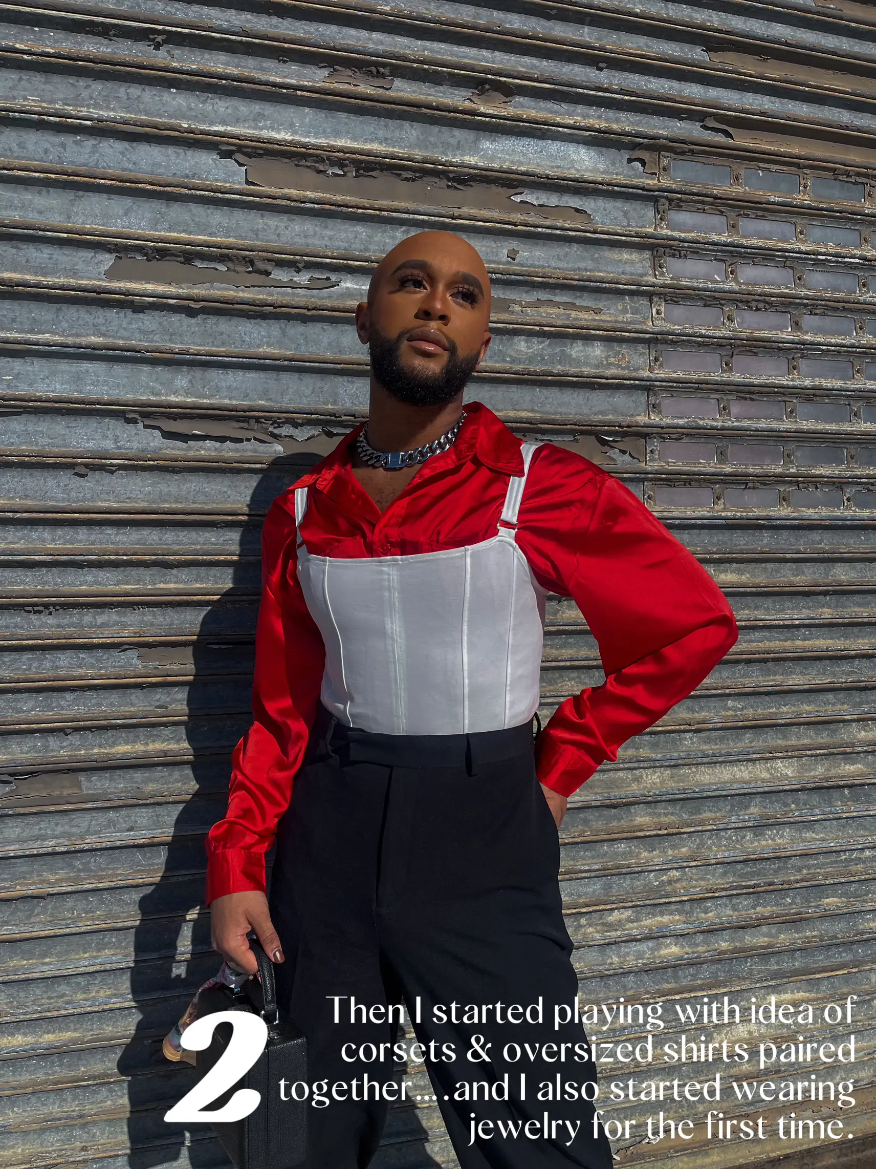 How to style men's /oversized shirt with corset 