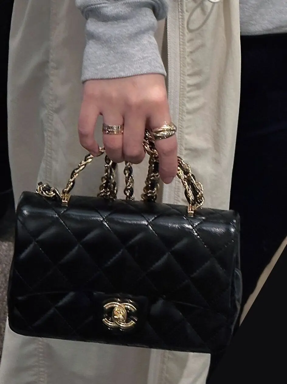 NWT Chanel Classic Small flap top handle Black Caviar Gold hw Bag