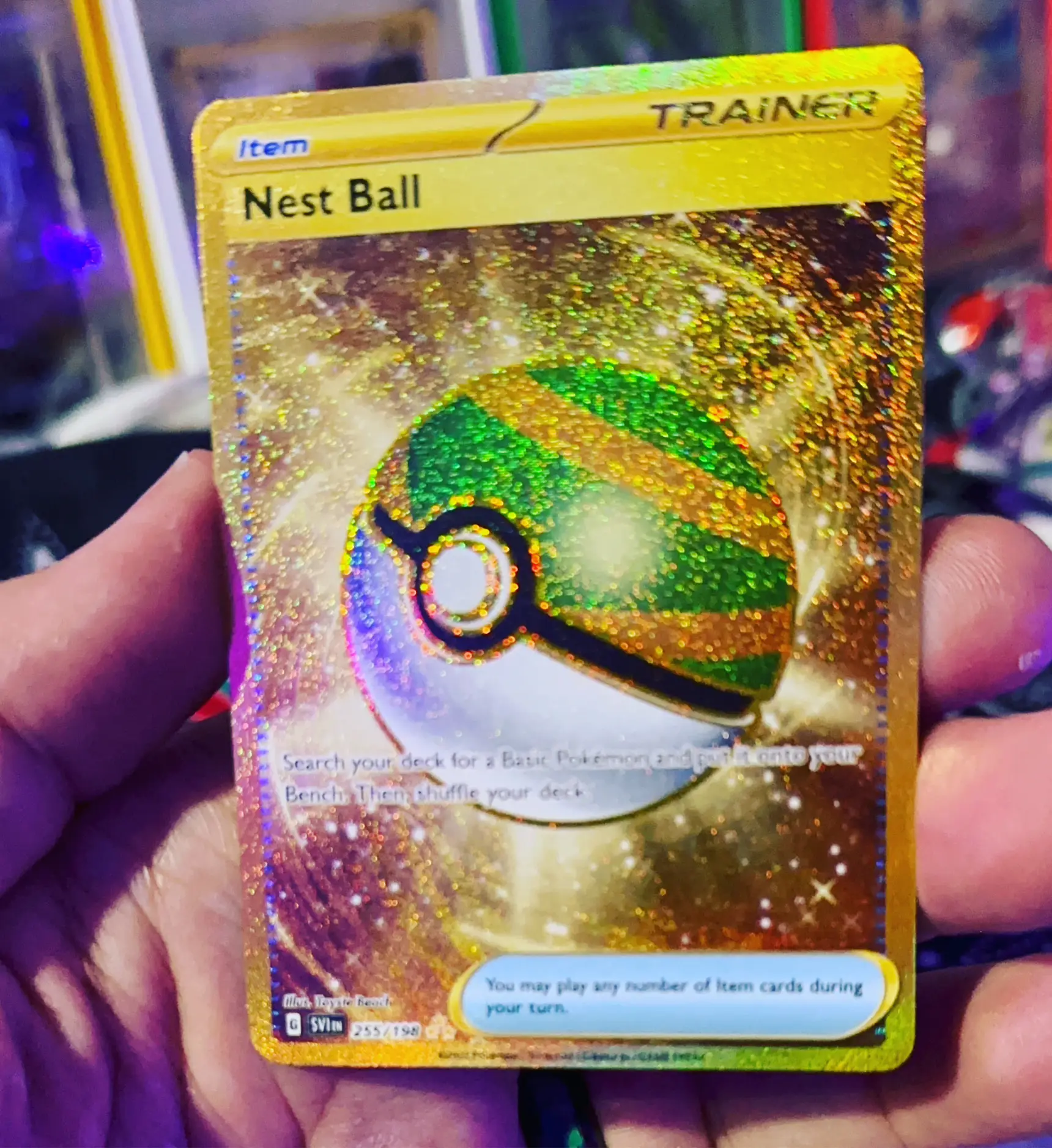 Gold nest ball from scarlet and violet tcg Pokémon