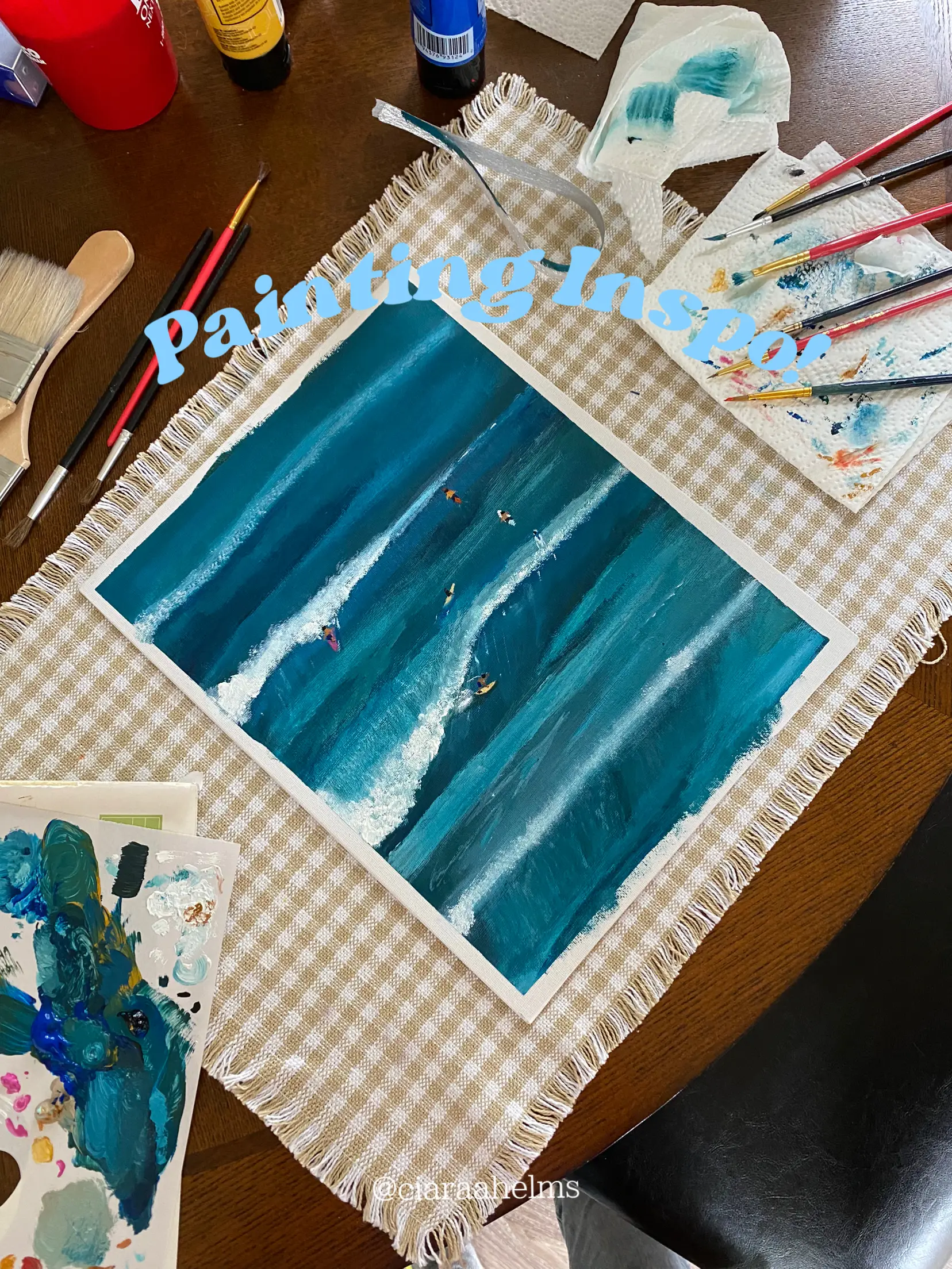 easy painting idea on mini canvas 💙✨ #acrylicpainting #art #minicanva, painting