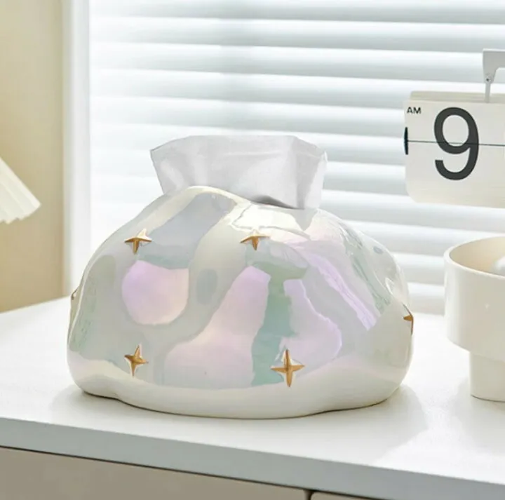 ティッシュケース モダン シンプル カバー セラミック 雲 星  