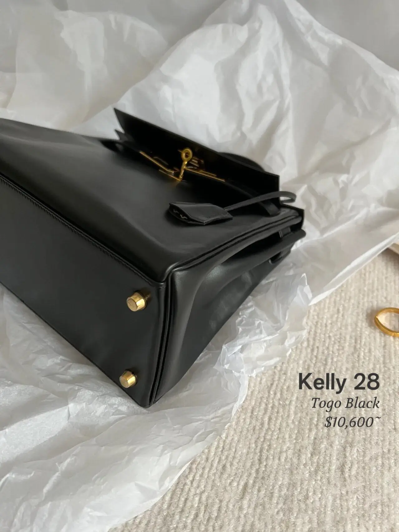 Hermes Kelly Bag Black Box 25cm Gold Hardware