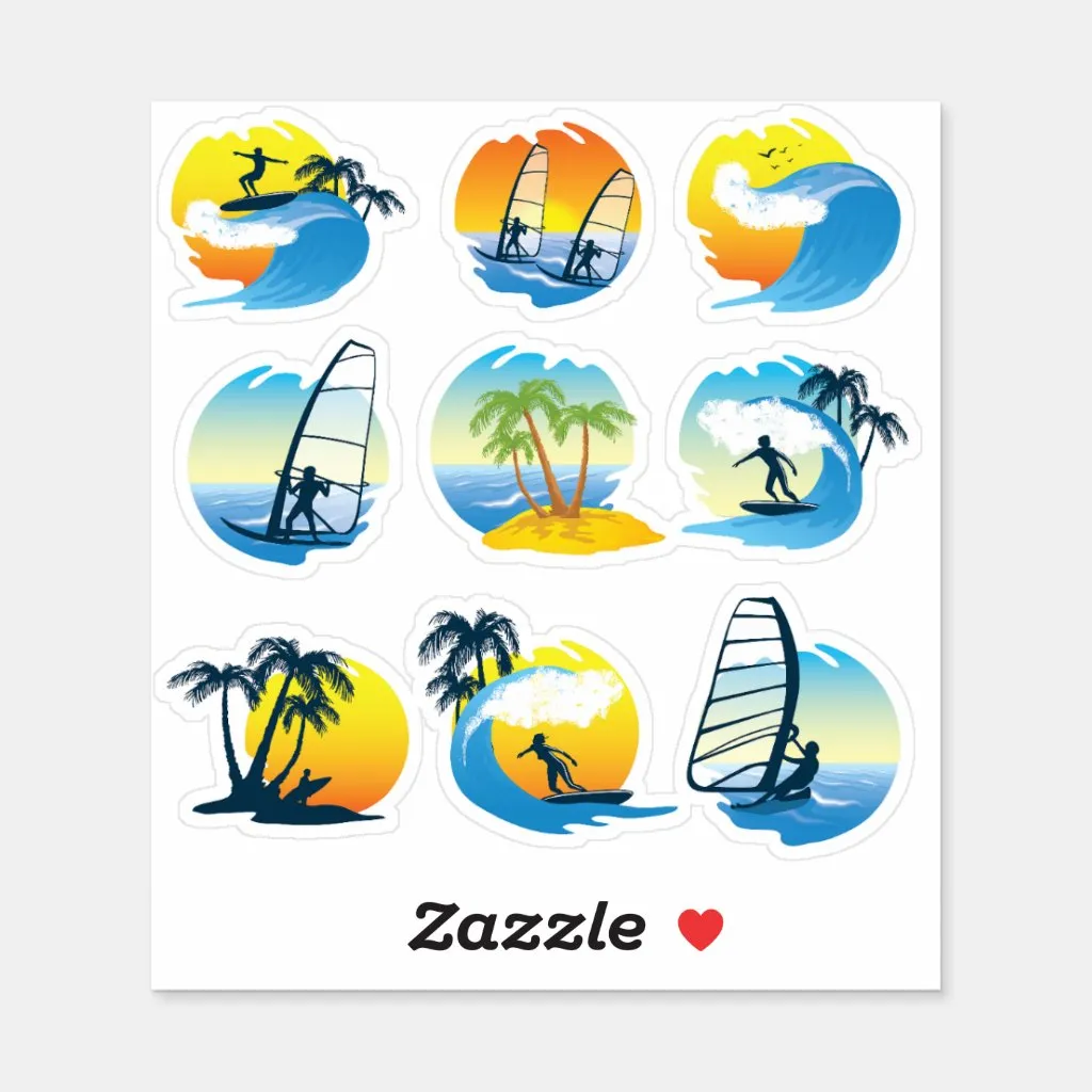 BEACH STICKER PACK Waterproof Stickers Beach Stickers Aesthetic Surf  Stickers Adventure Stickers Sea Sticker Pack Beach Sticker 