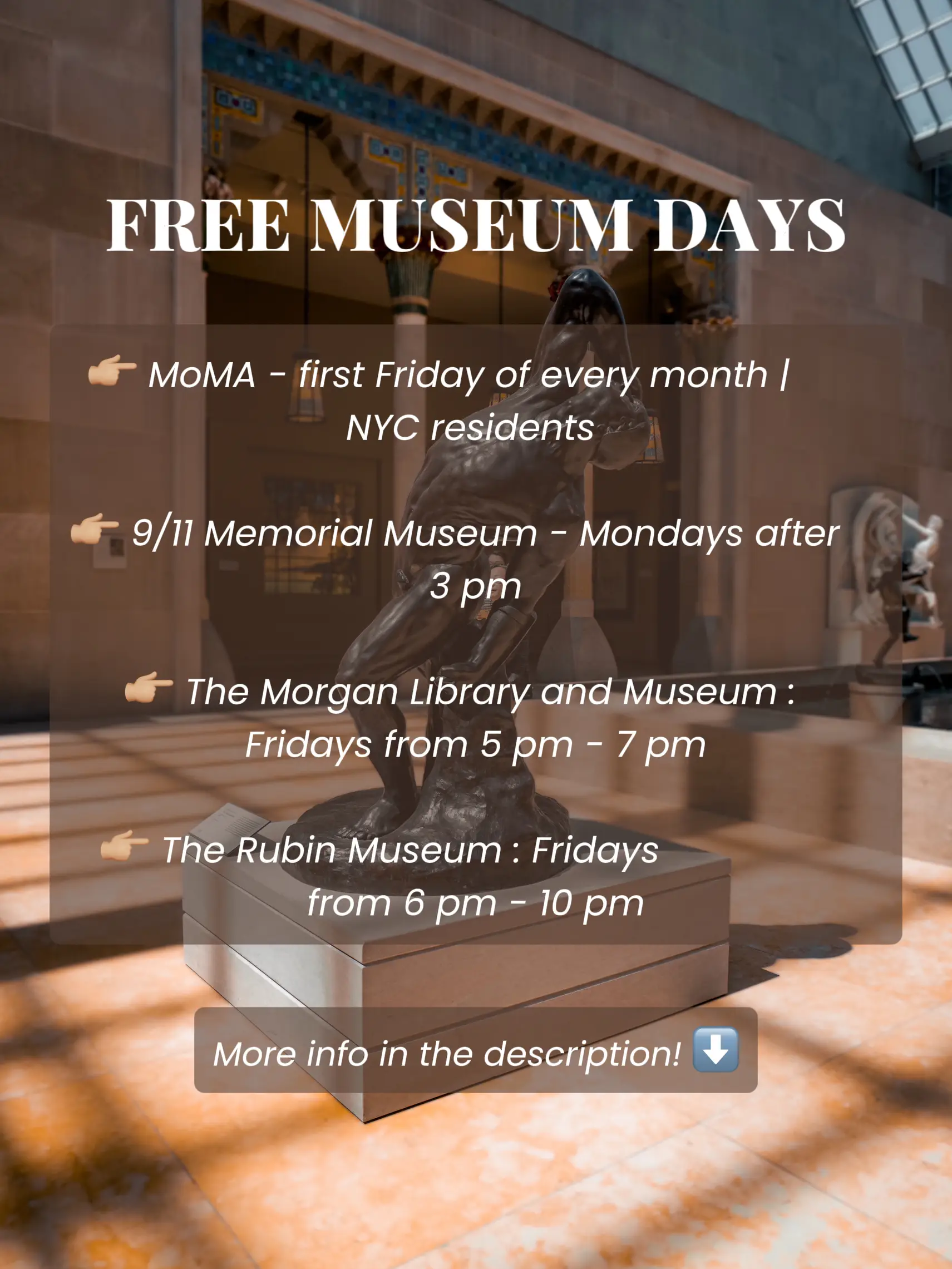  A list of free museum days in New York