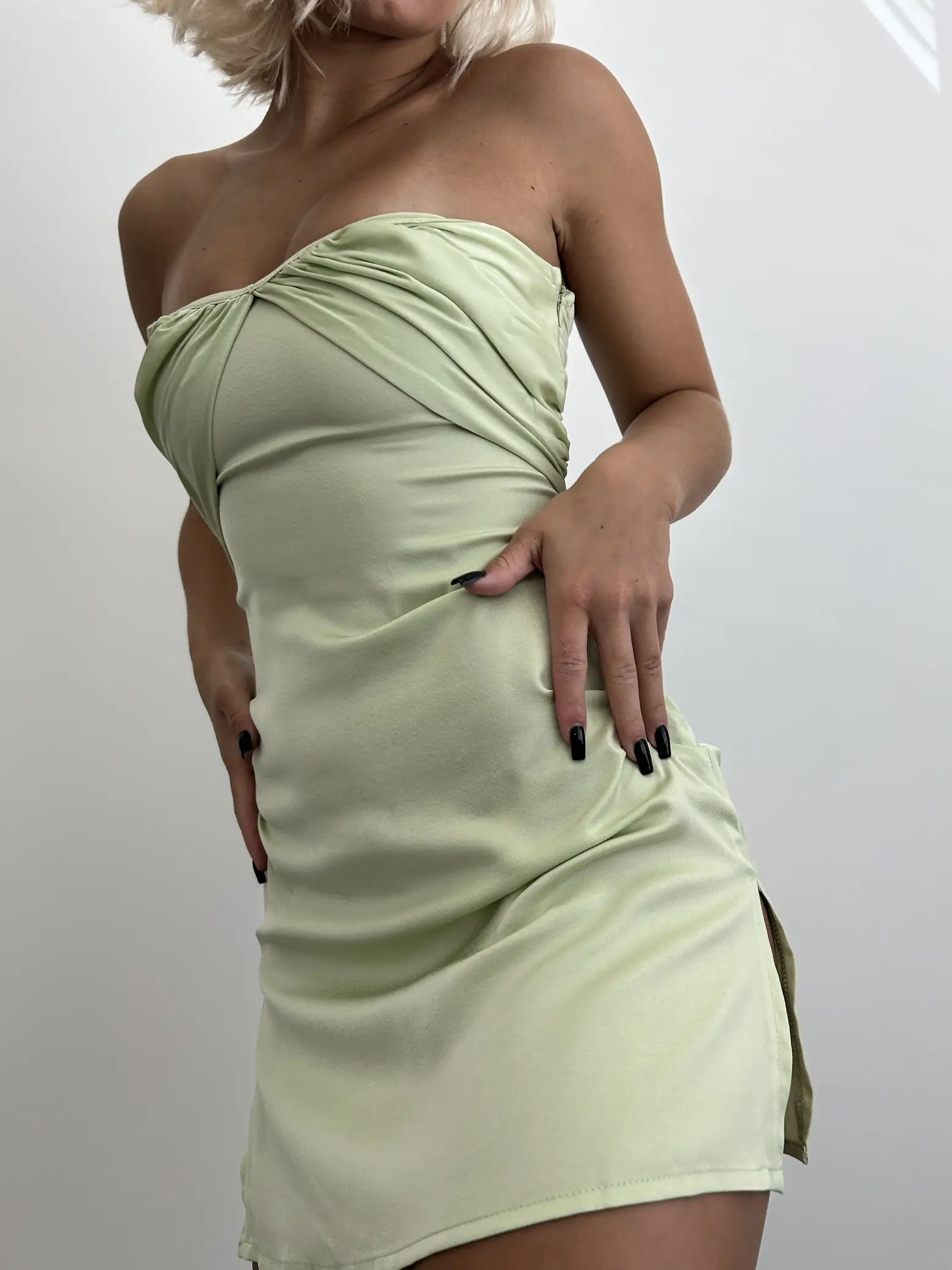Irena Strapless Mini Dress Green