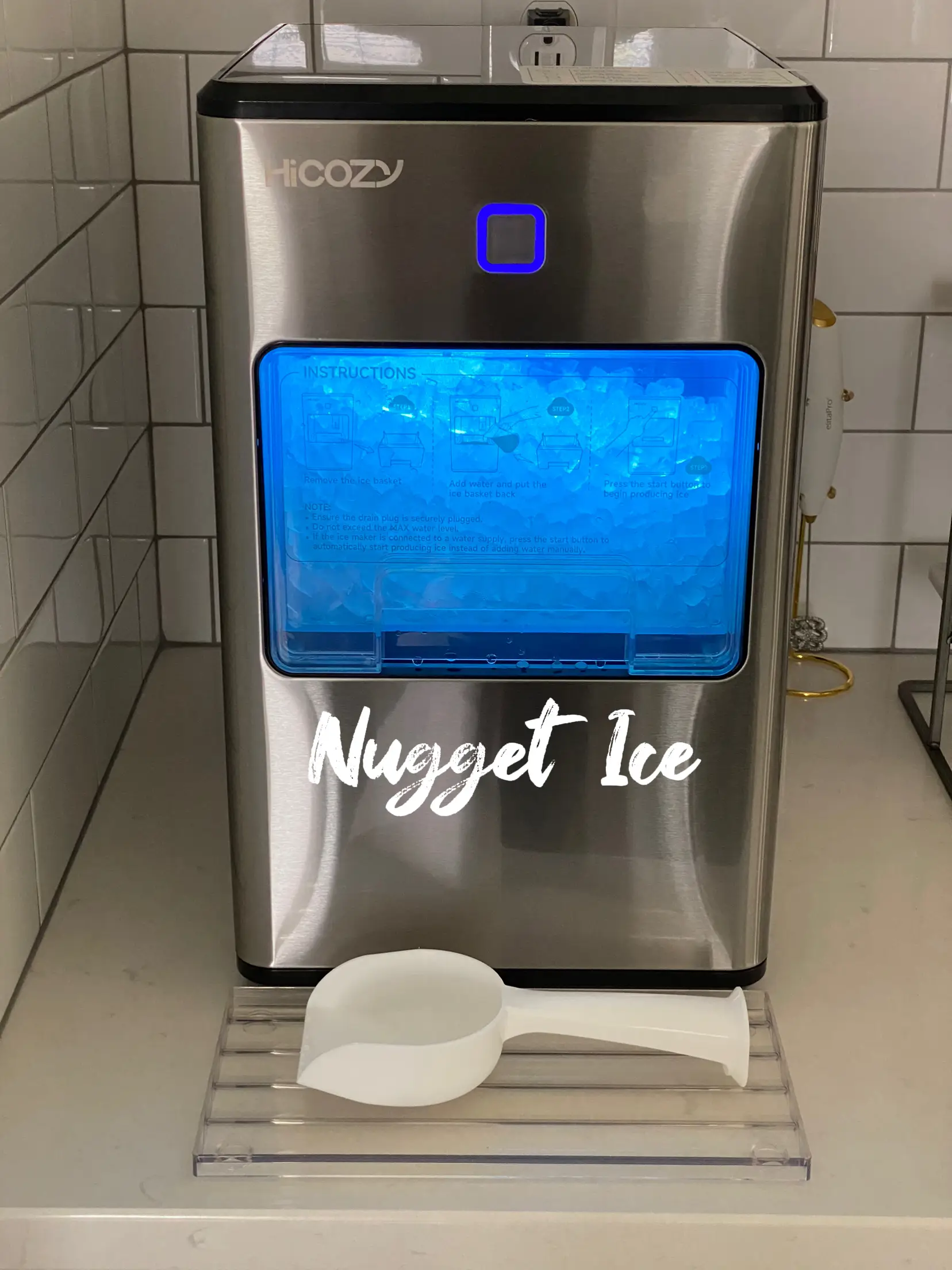 HiCOZY Nugget Ice Maker Countertop, Portable Compact Ice Maker 