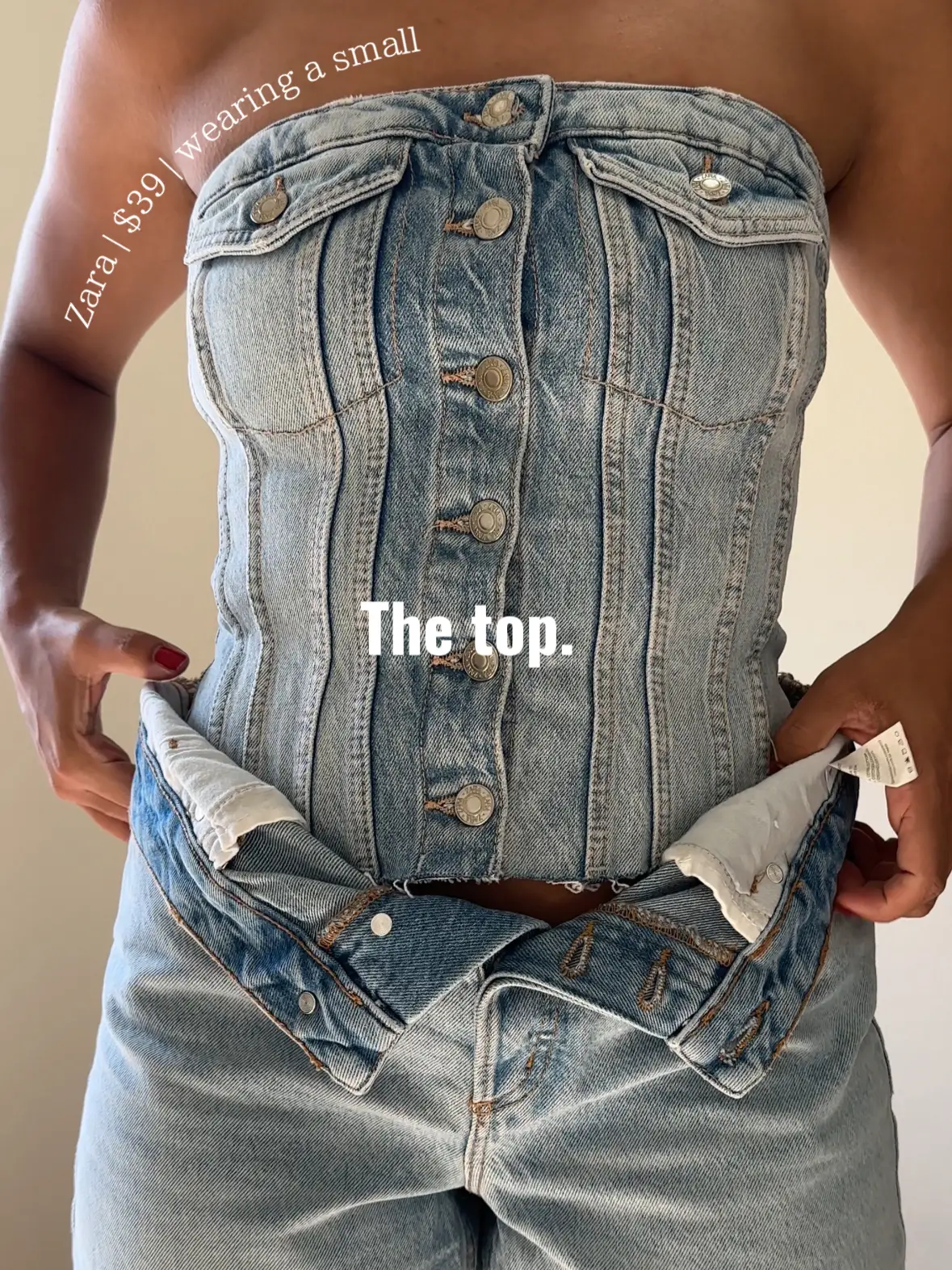 Zara Denim TRF Corset Top size XS, Women's Fashion, Tops, Blouses