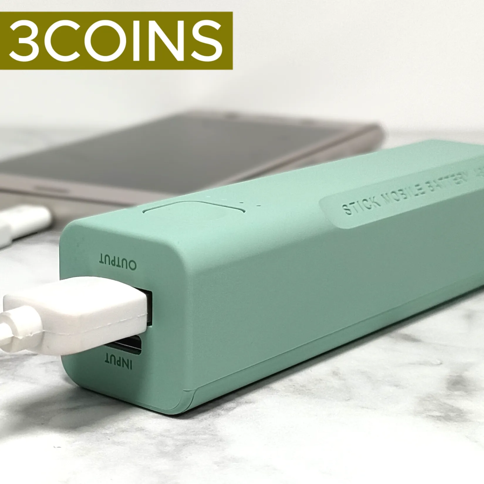 リアル 3COINS スリコ モバイルバッテリー アイボリー