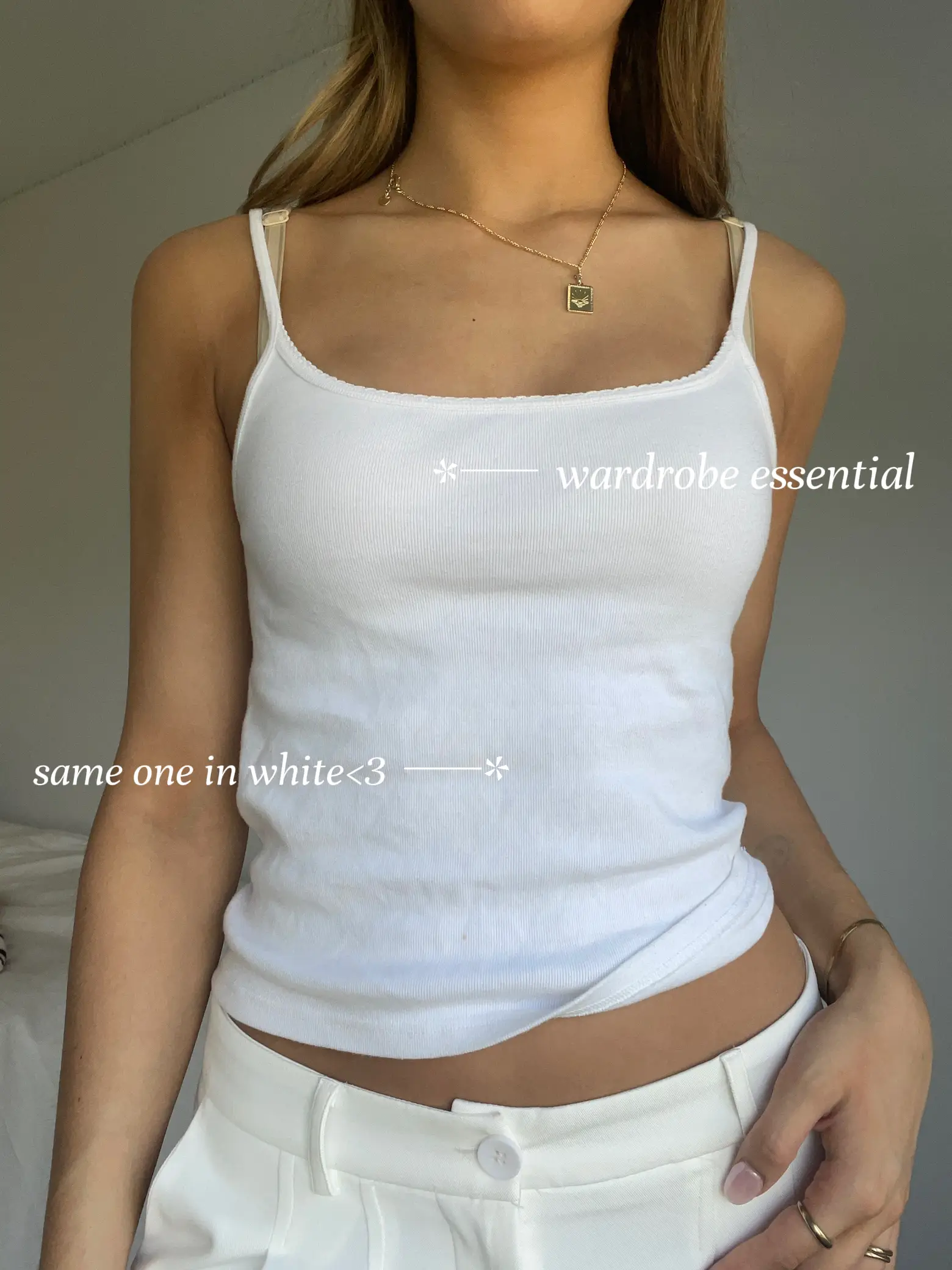 Fabletics white rubbed tank with black trim size - Depop
