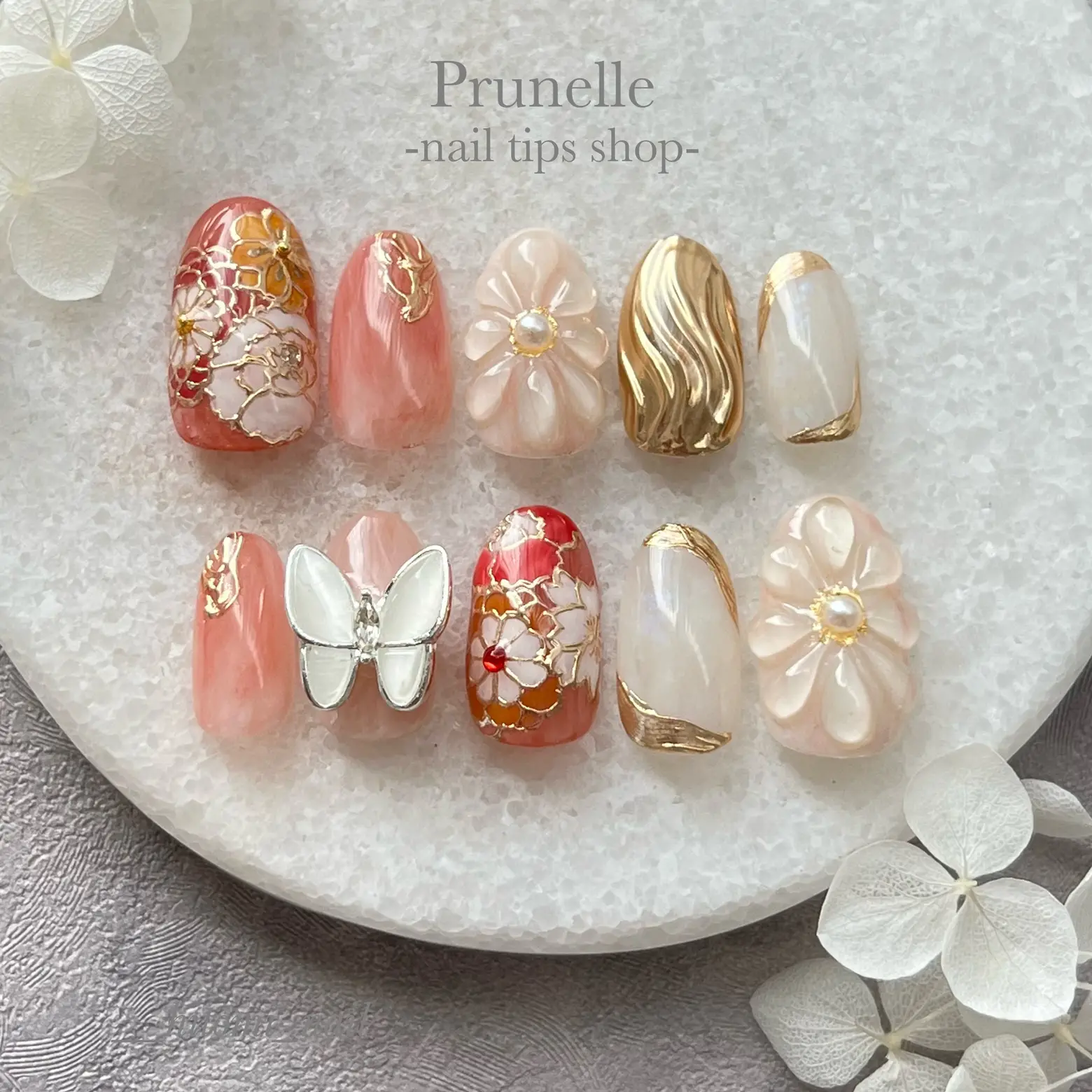 Cherry 3d Flower Nail Charms With Gold And Silver - Temu