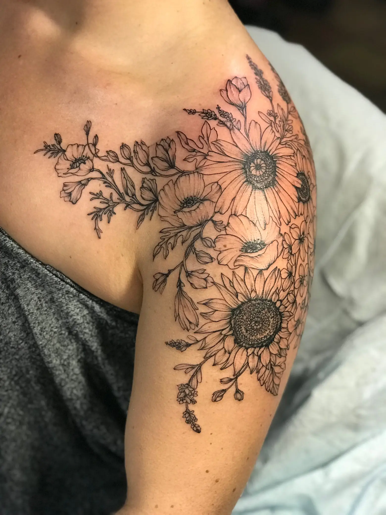 sunflower shoulder tattoos