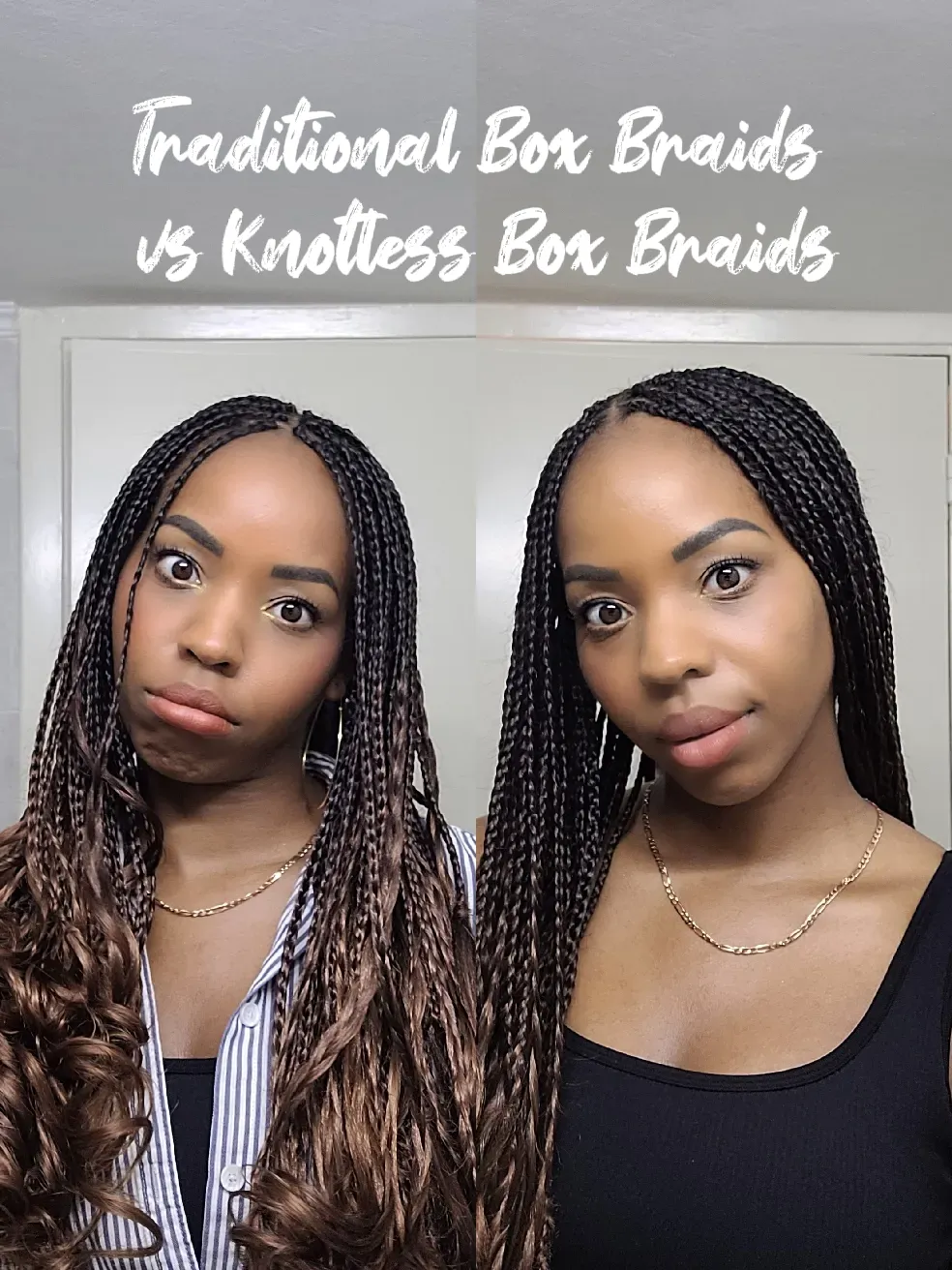 Knotless vs Traditional Box Braids *WATCH BEFORE TRYING* (pics + vids)