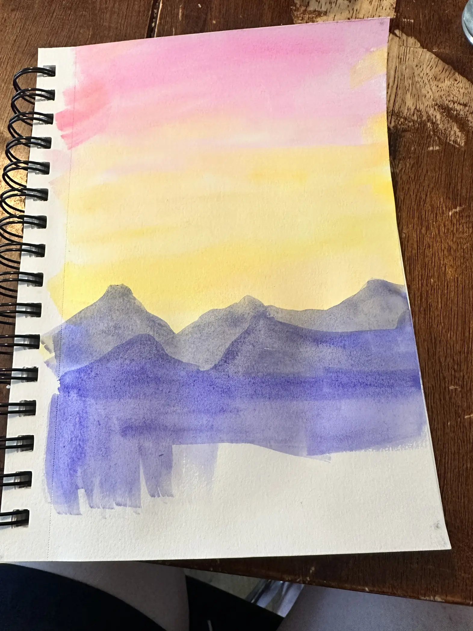 Simple sunset watercolor painting for beginners