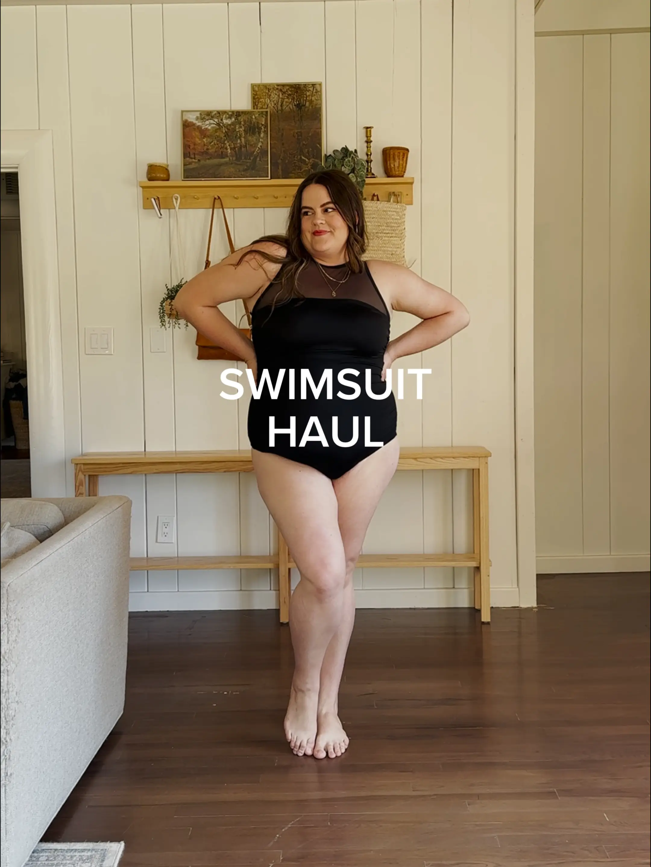 I'm plus-size and did an Aerie bikini haul – the black 'one-piece' covered  my tummy but I didn't love it