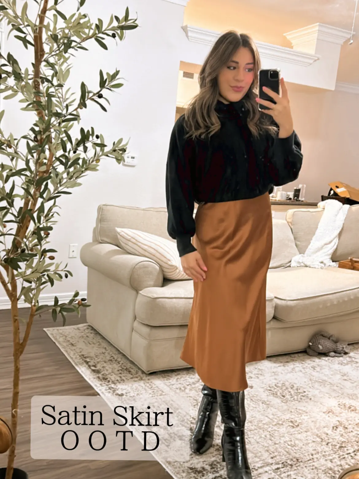 Satin skirt work clearance outfit