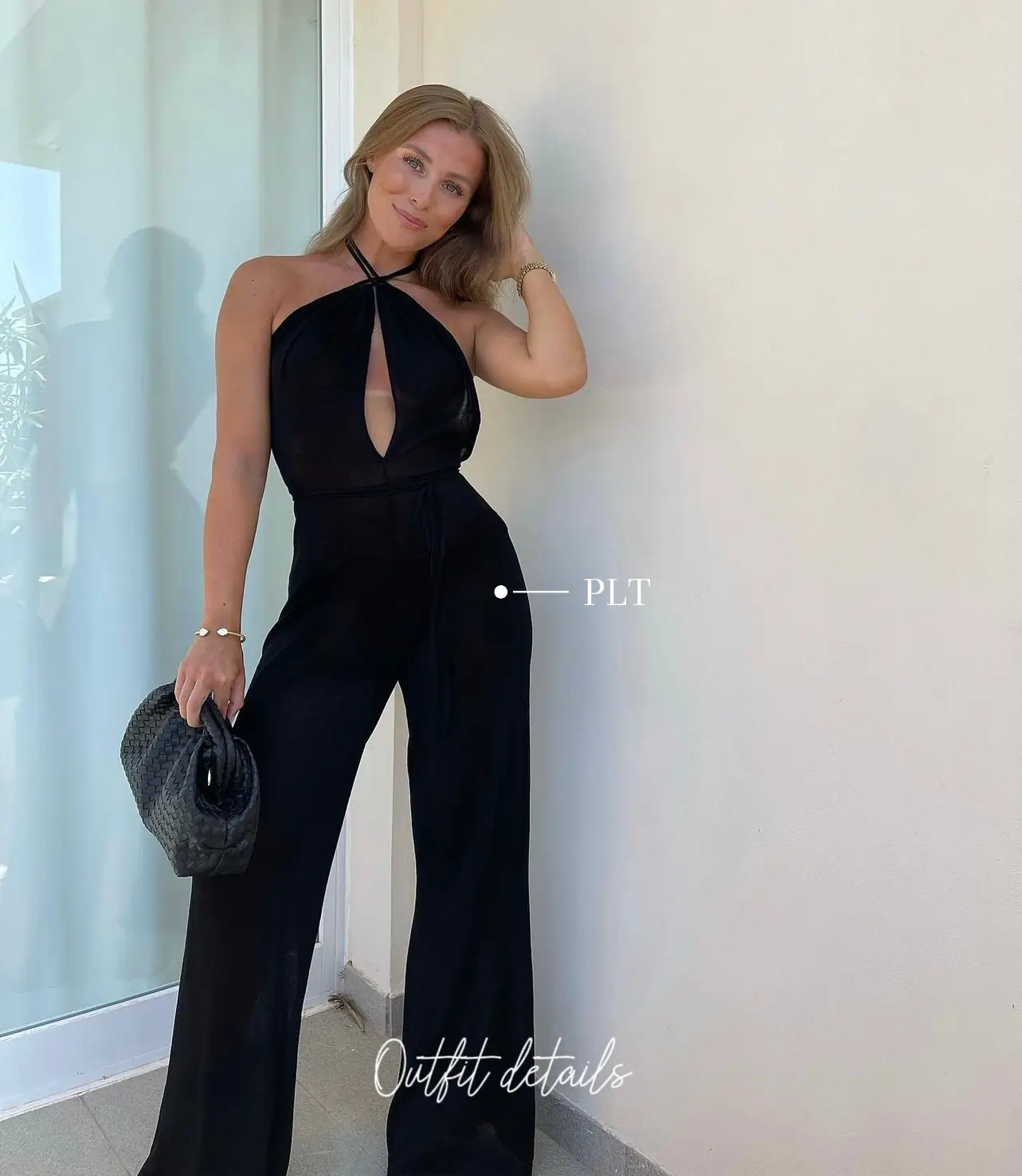 PLT Tall Black Embroidered Zip Front Jumpsuit