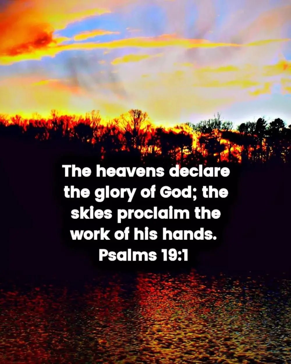 VERSE OF THE DAY The heavens declare the glory of God; the skies proclaim  the work of his hands. Day after day they…